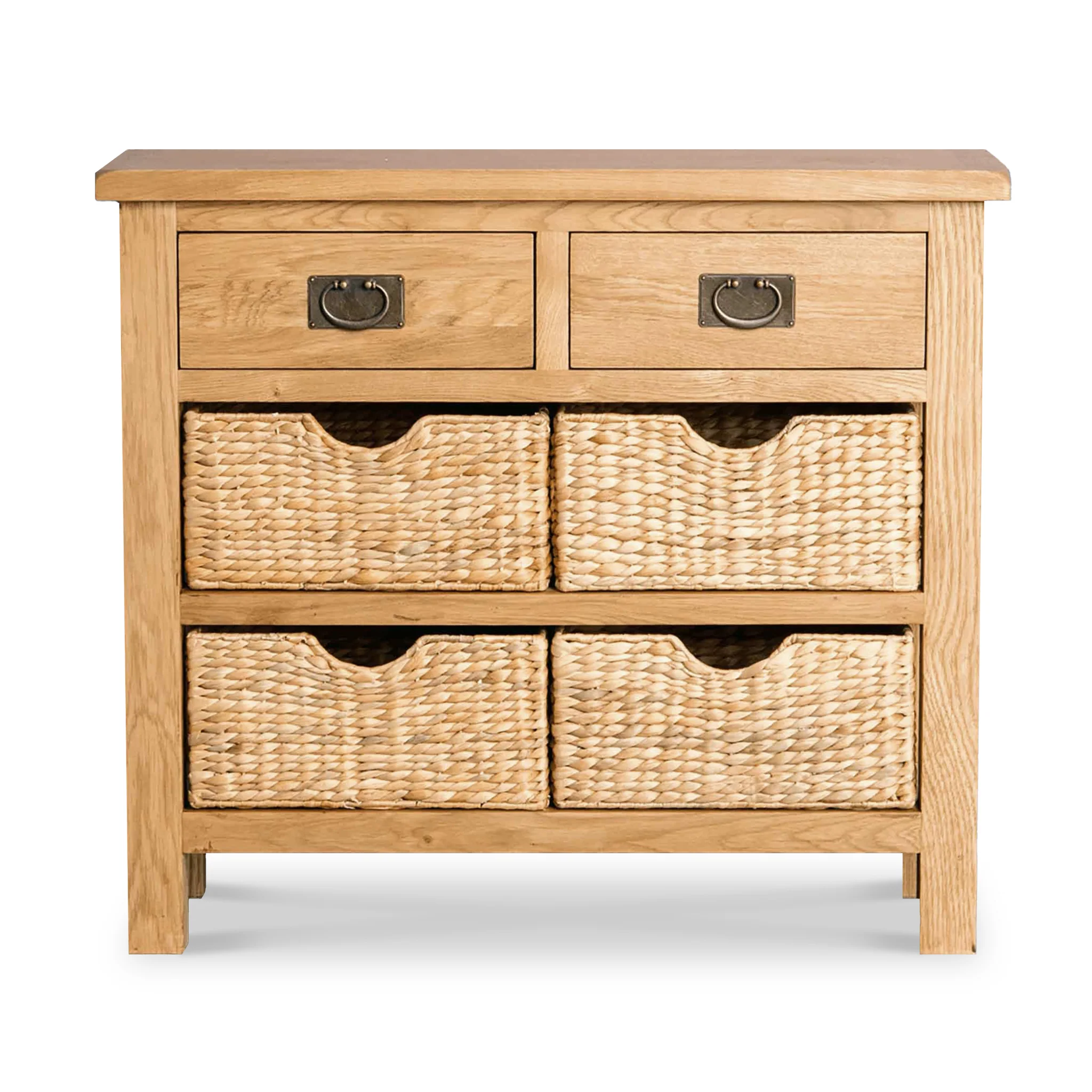 Surrey Oak Console Table with Baskets - Image 3