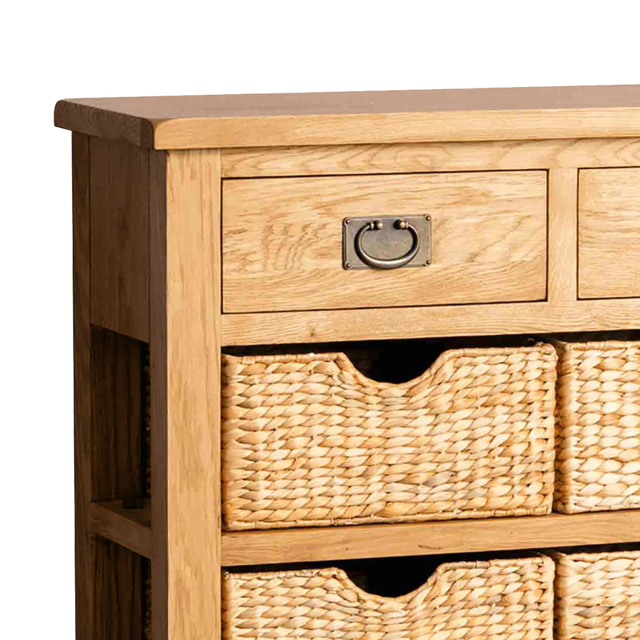 Surrey Oak Console Table with Baskets - Image 6