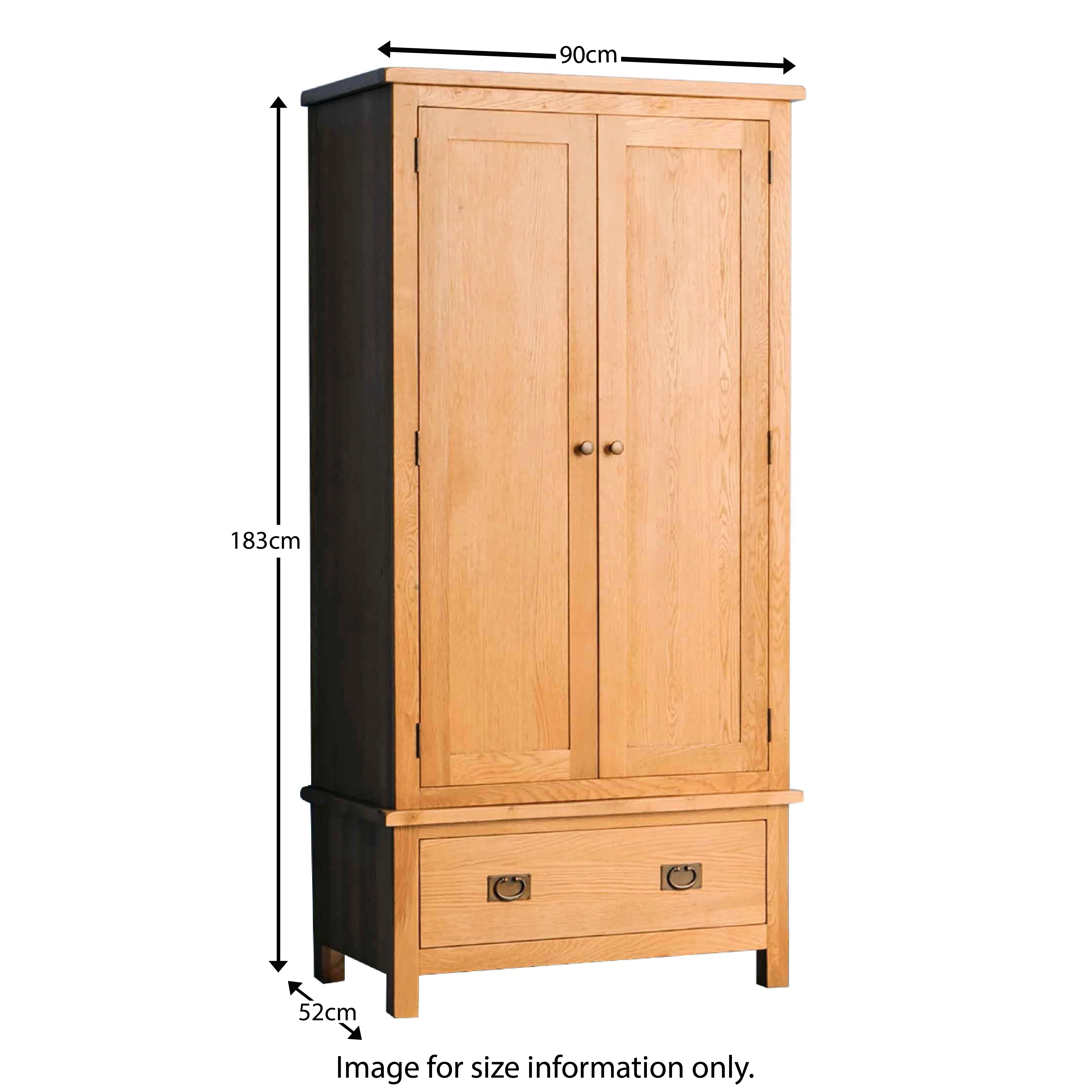 Surrey Oak Double Wardrobe & Drawer - Image 18