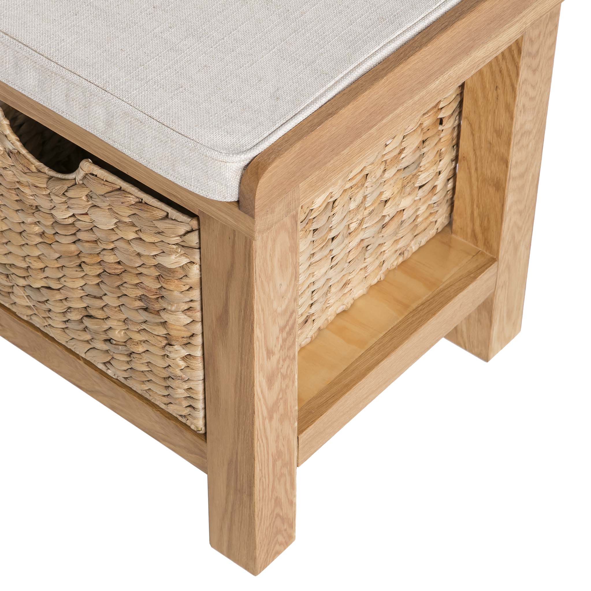 Surrey Oak Hall Bench with Baskets - Image 12