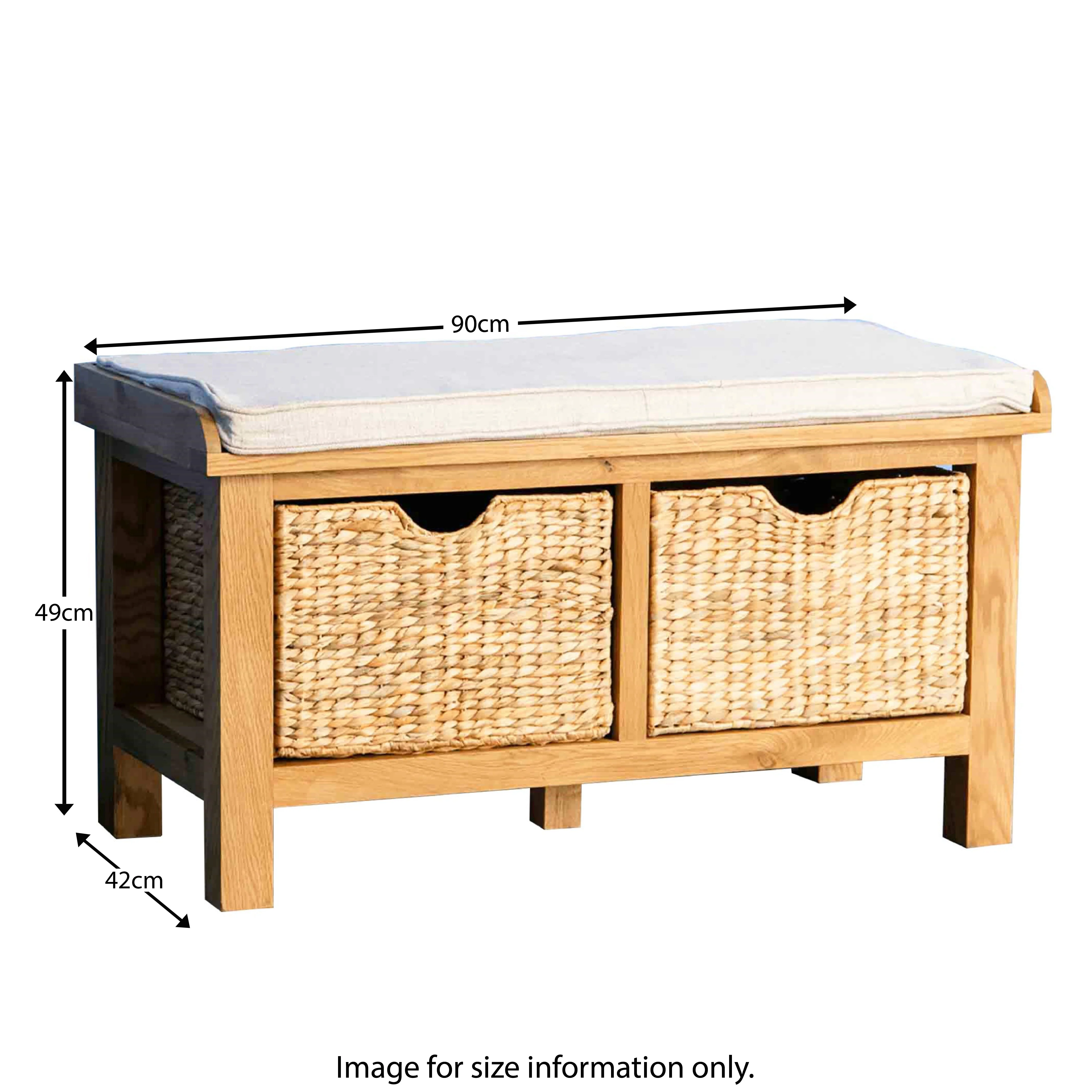 Surrey Oak Hall Bench with Baskets - Image 14