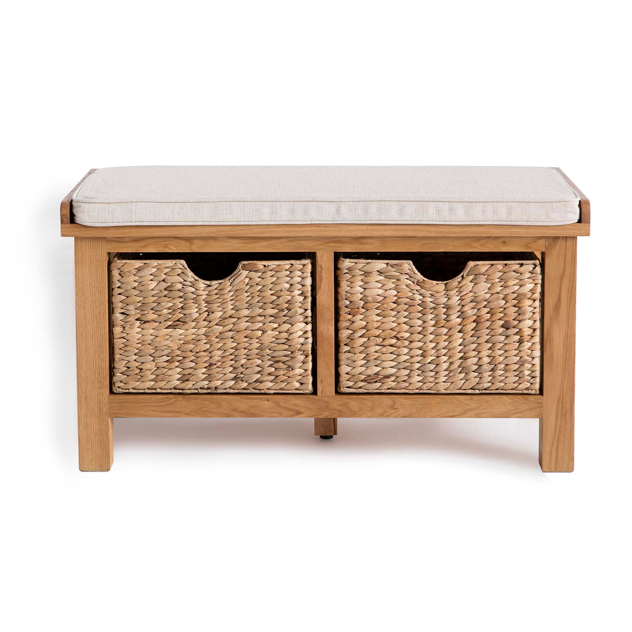 Surrey Oak Hall Bench with Baskets - Image 3