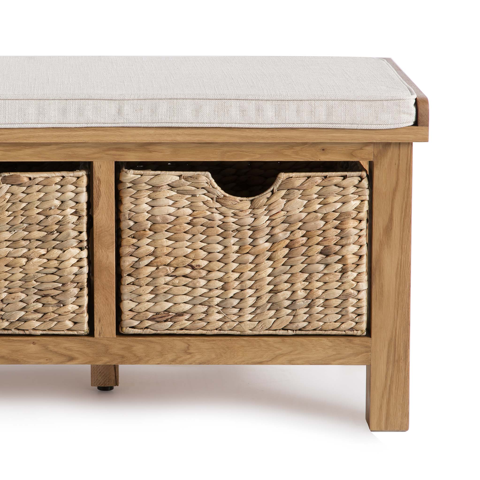 Surrey Oak Hall Bench with Baskets - Image 6
