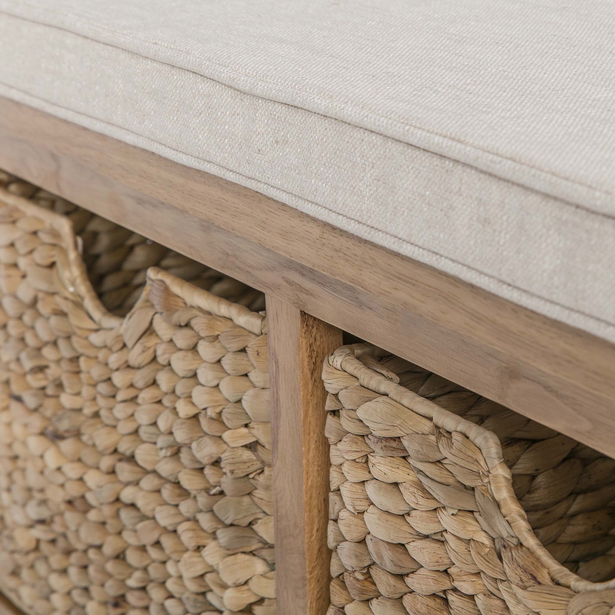 Surrey Oak Hall Bench with Baskets - Image 7
