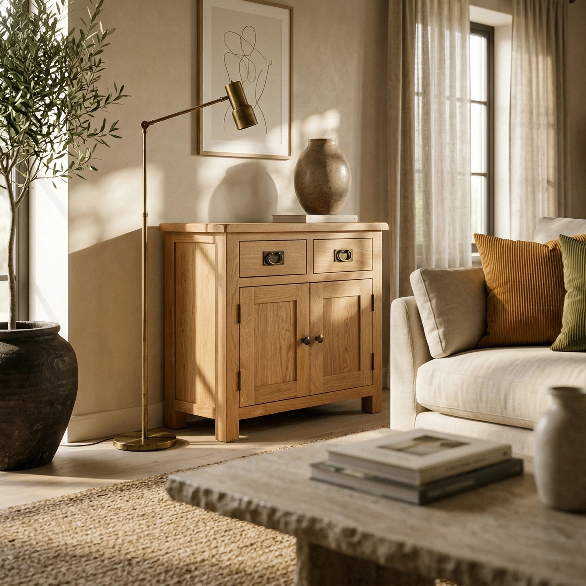 Surrey Oak Mini Sideboard - Image 2