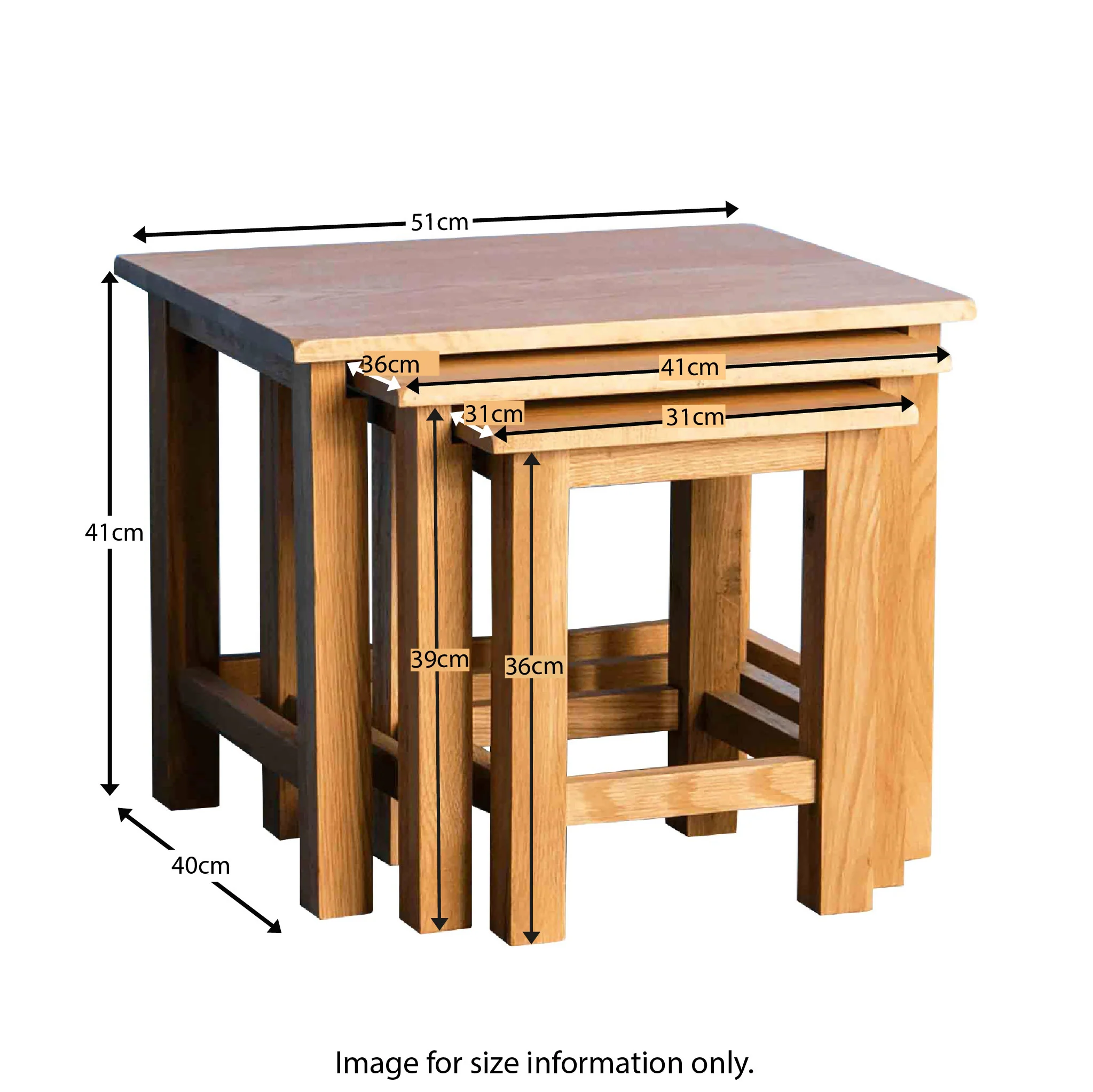 Surrey Oak Nest of Tables - Image 18