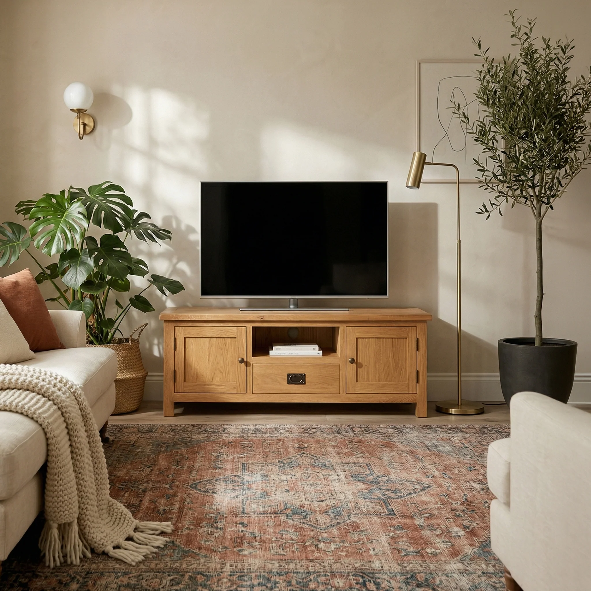 Surrey Oak 140cm Wide TV Stand - Image 2