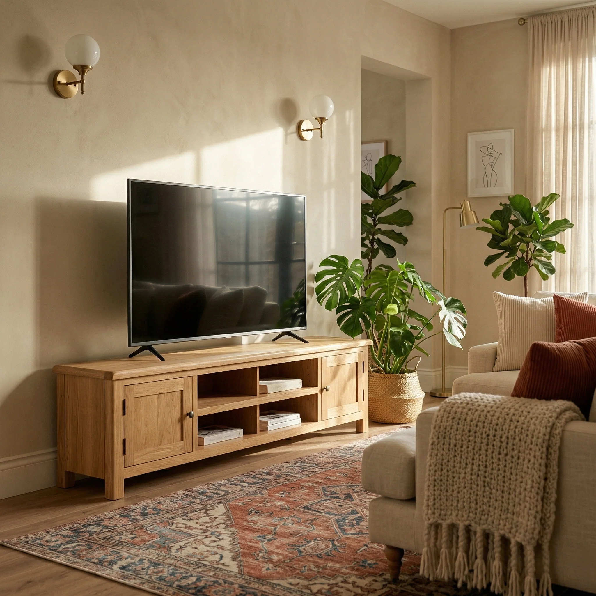 Surrey Oak 180cm Extra Wide TV Stand - Image 2