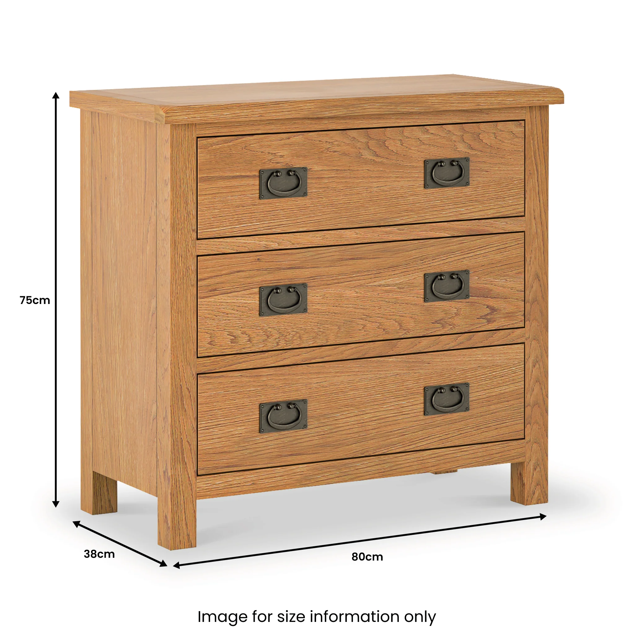 Surrey Oak 3 Drawer Chest - Image 14
