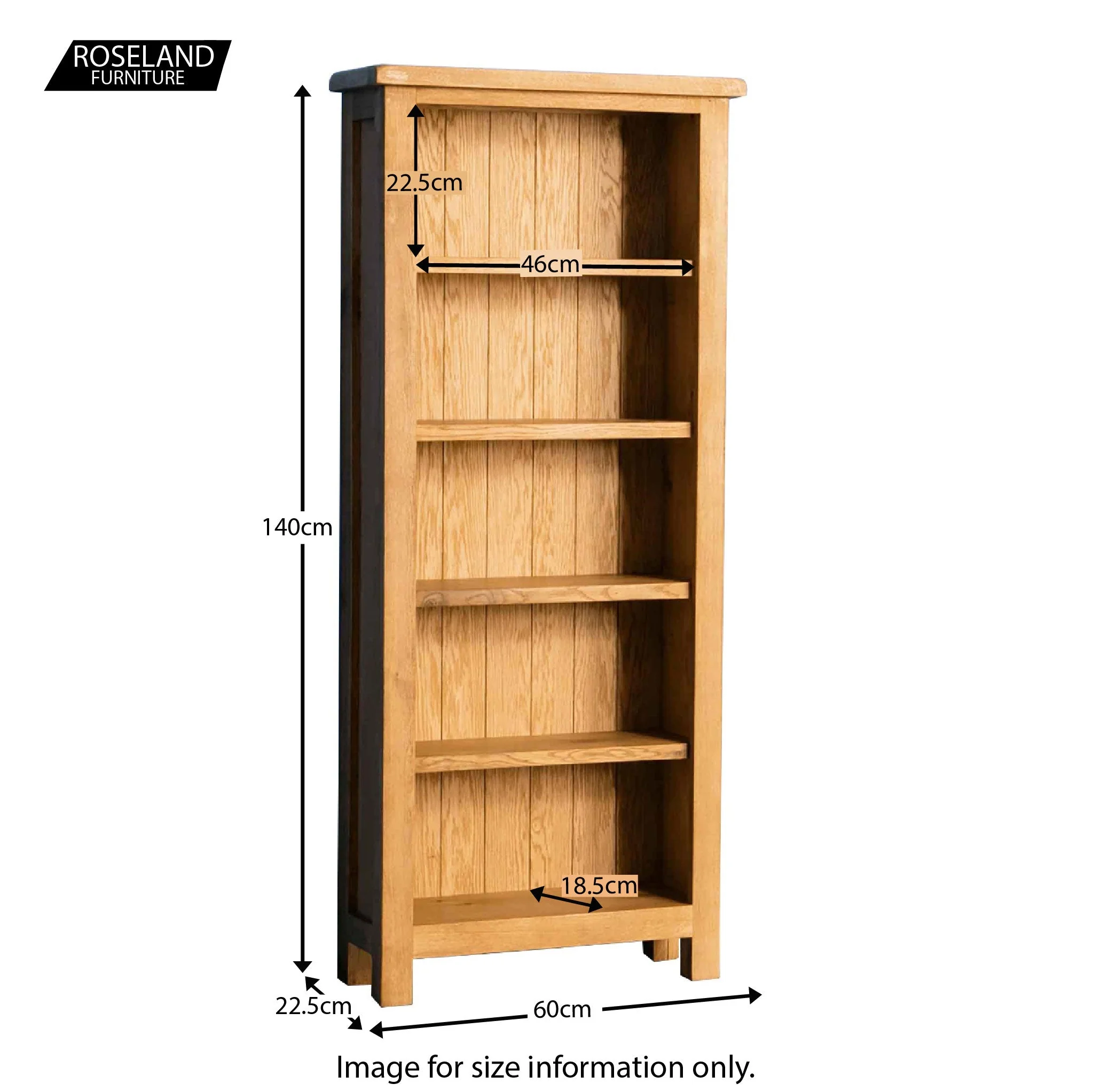 Surrey Oak Slim Bookcase - Image 22