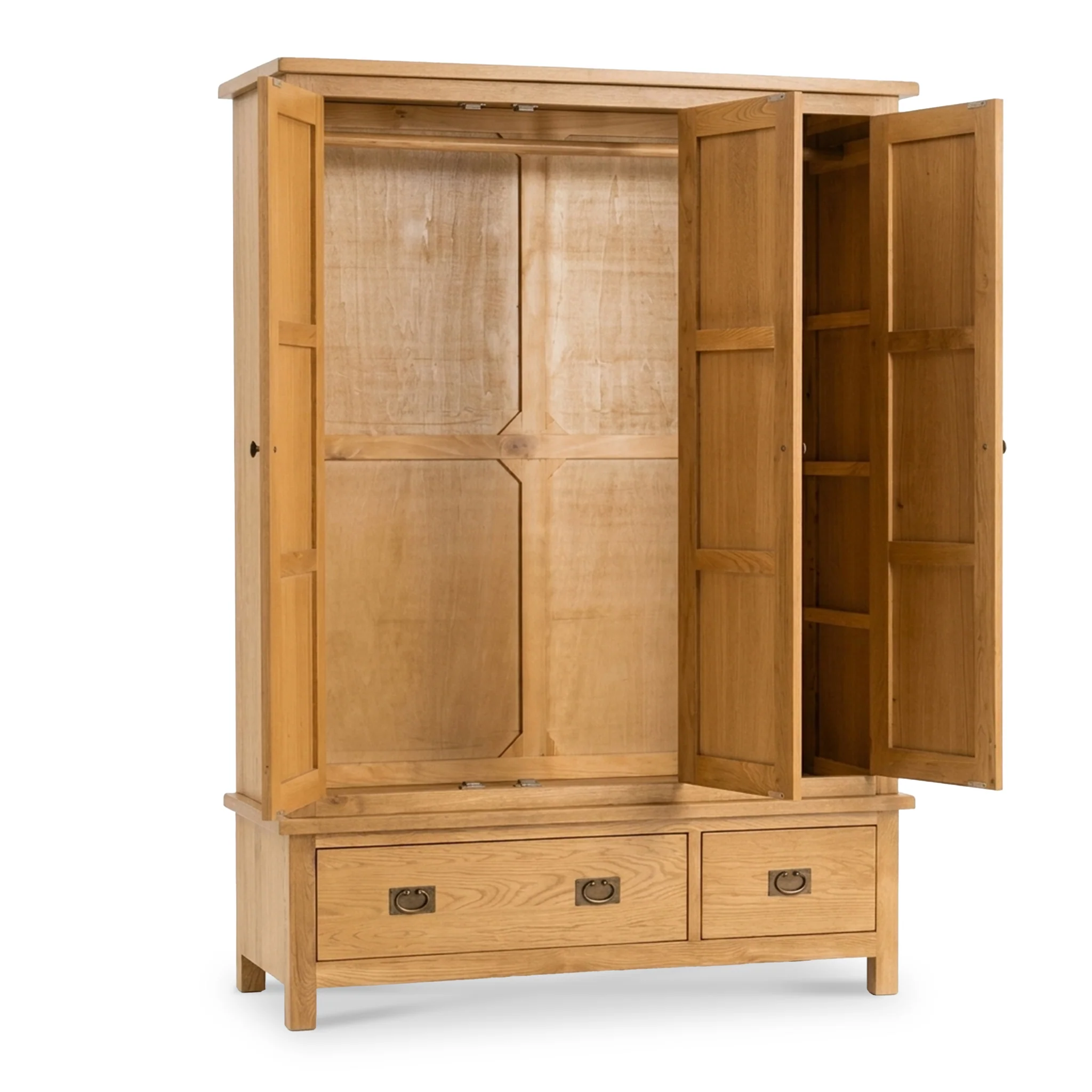 Surrey Oak Triple Wardrobe & Drawers - Image 5