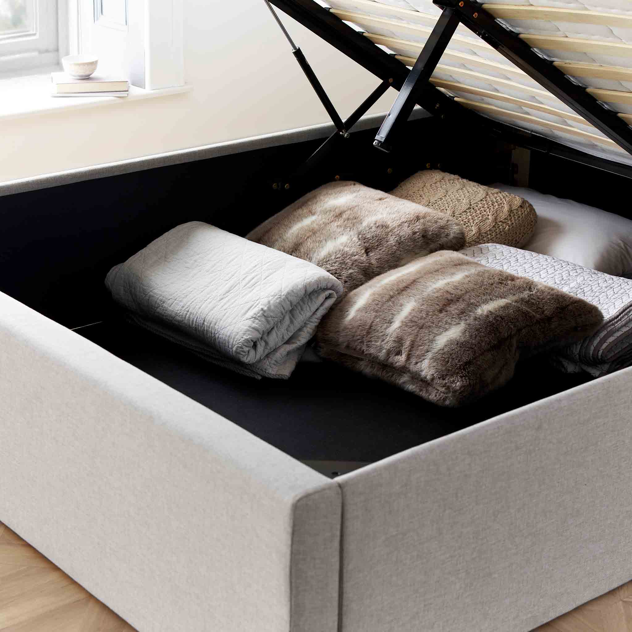 Sutton Upholstered Ottoman Storage Bed Frame - Image 43