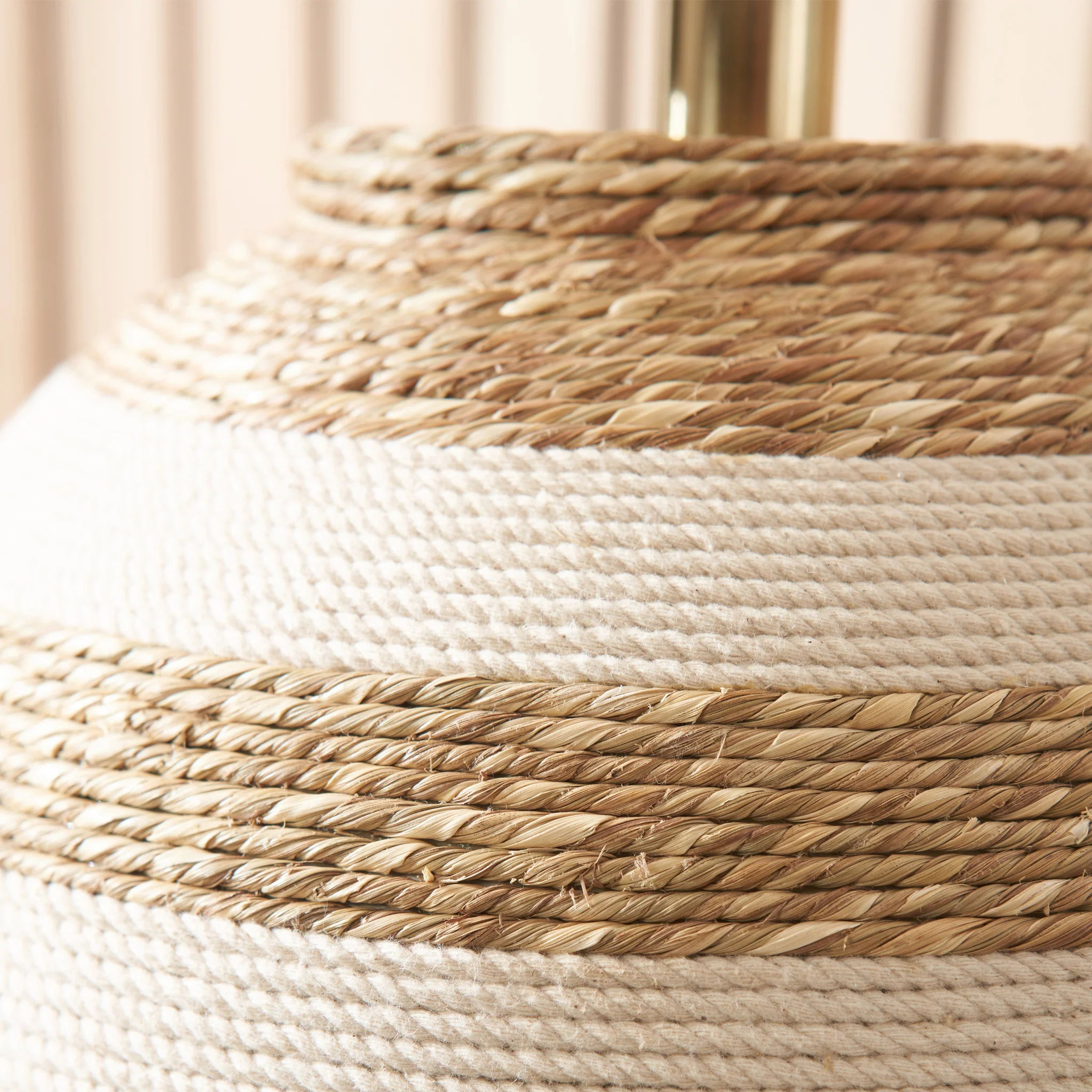Talalla Cream and Natural Sea Grass Round Table Lamp - Image 6