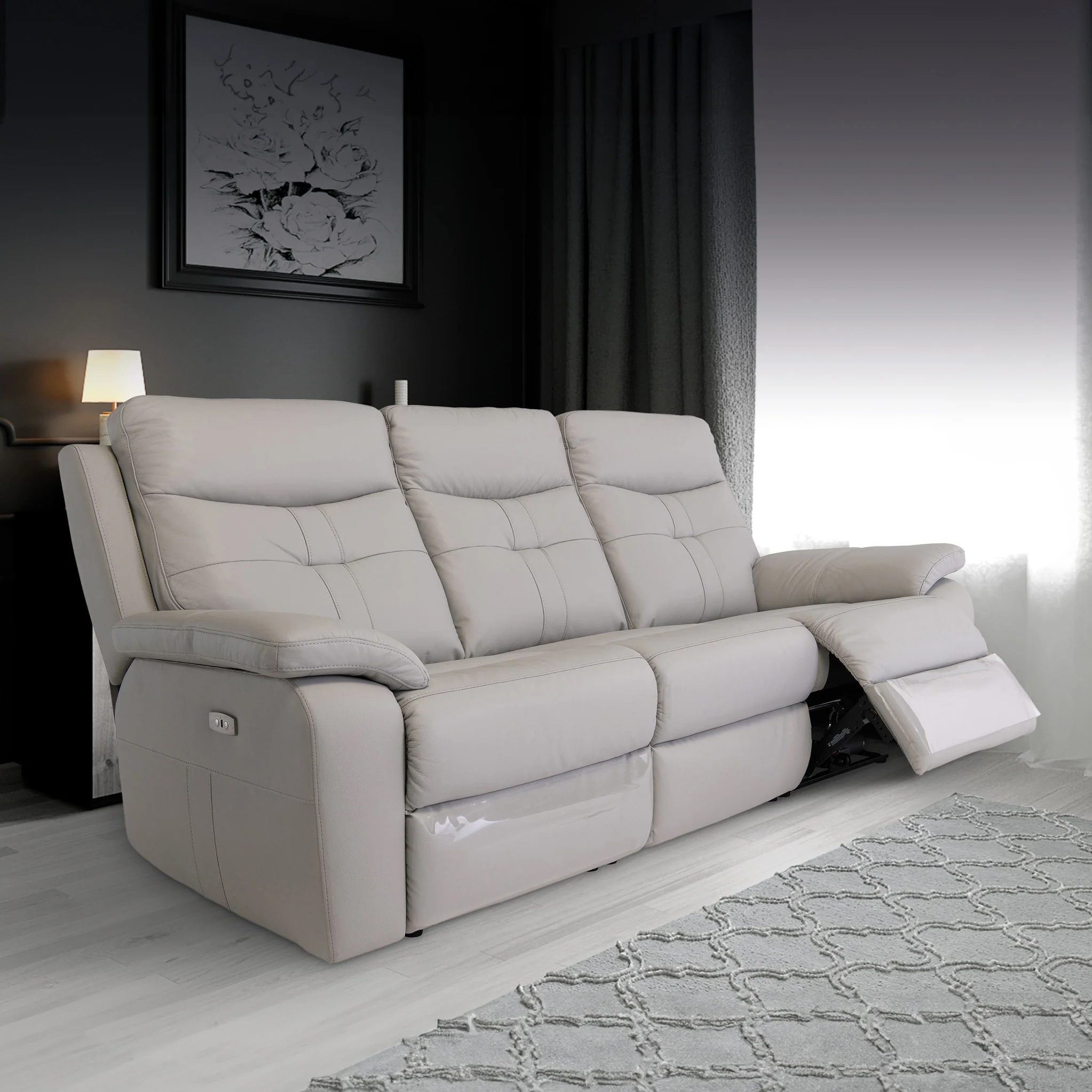 Talbot Leather Power Reclining 3 Seater Sofa - Image 15