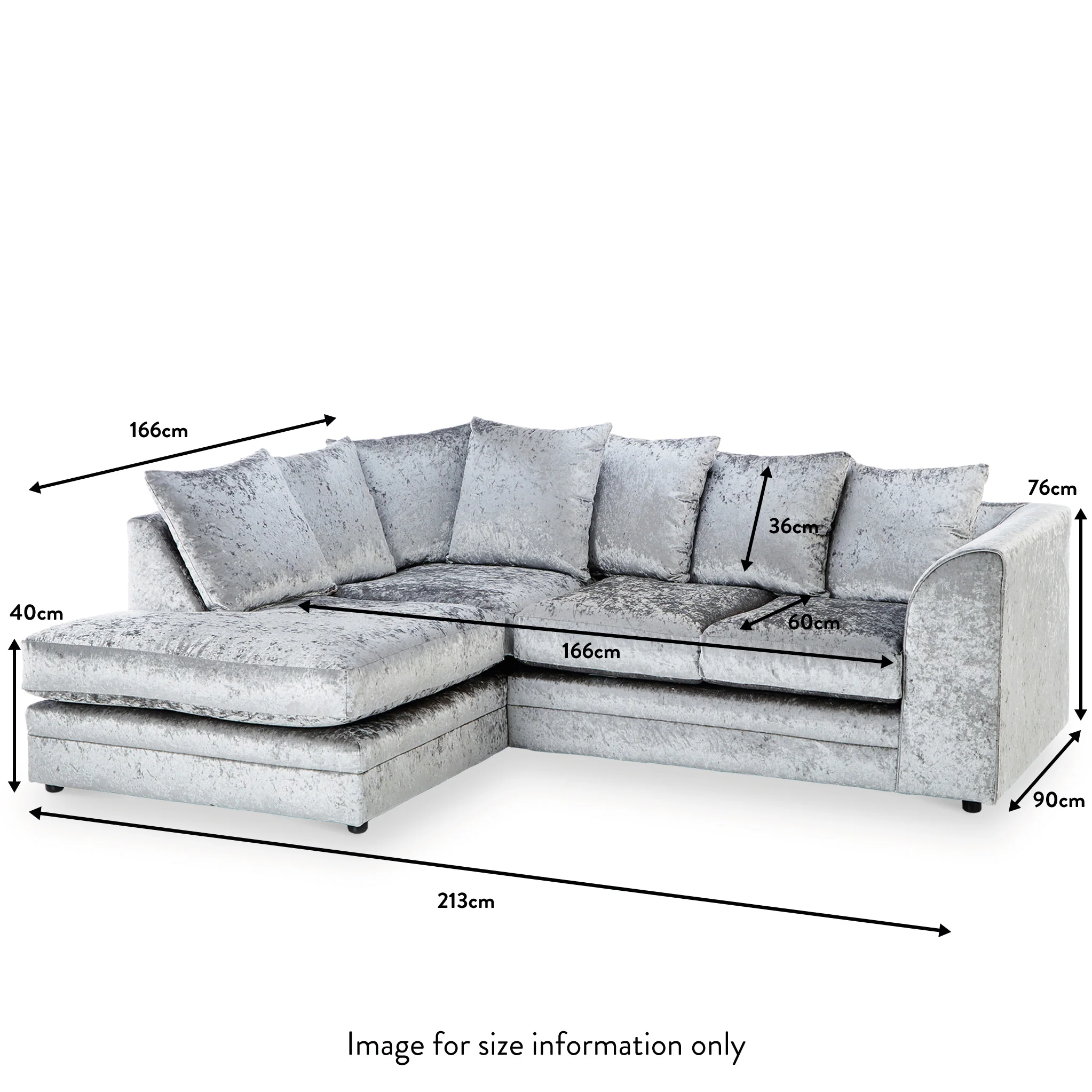 Tamara Crushed Velvet Chaise Sofa - Image 15