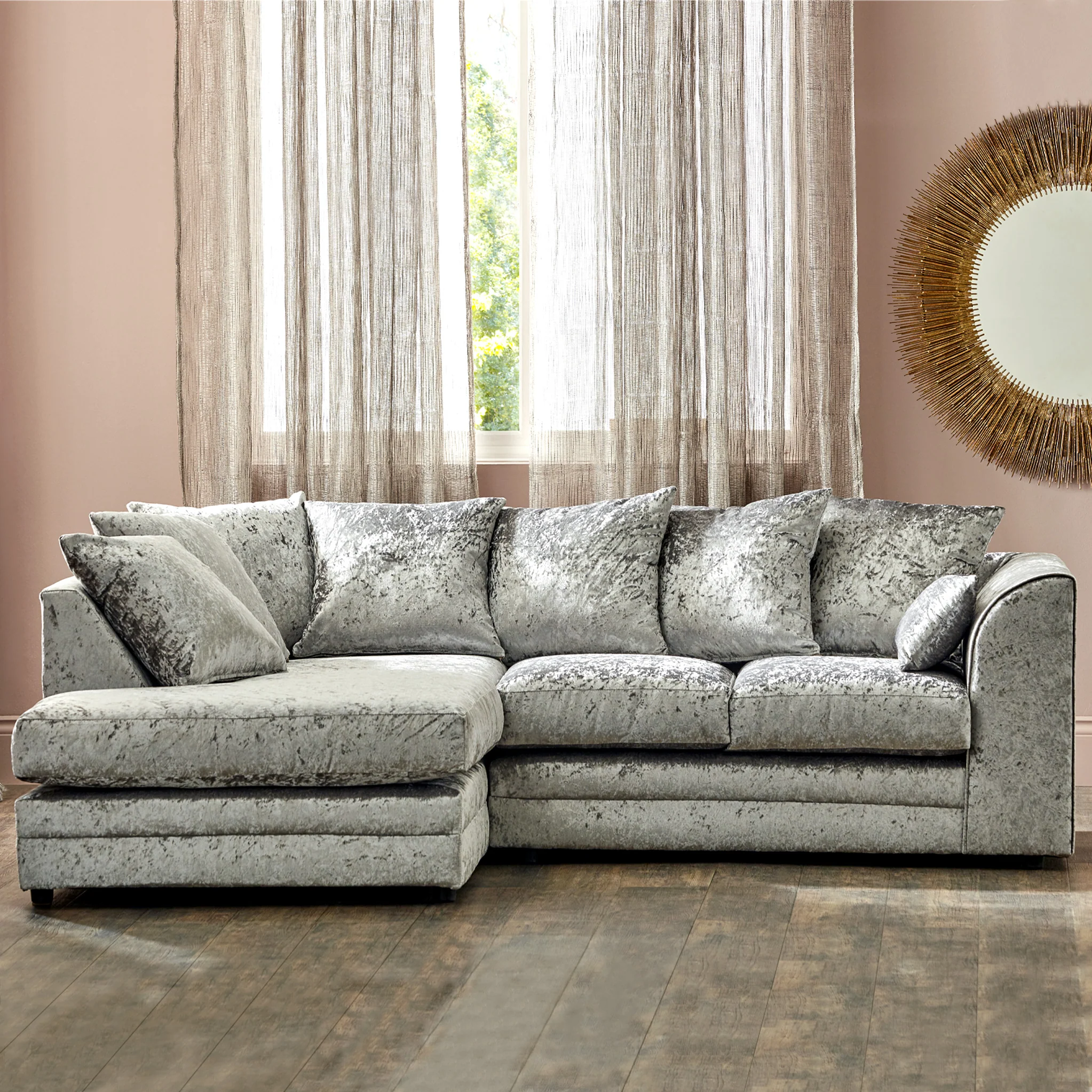 Tamara Crushed Velvet Chaise Sofa - Image 3