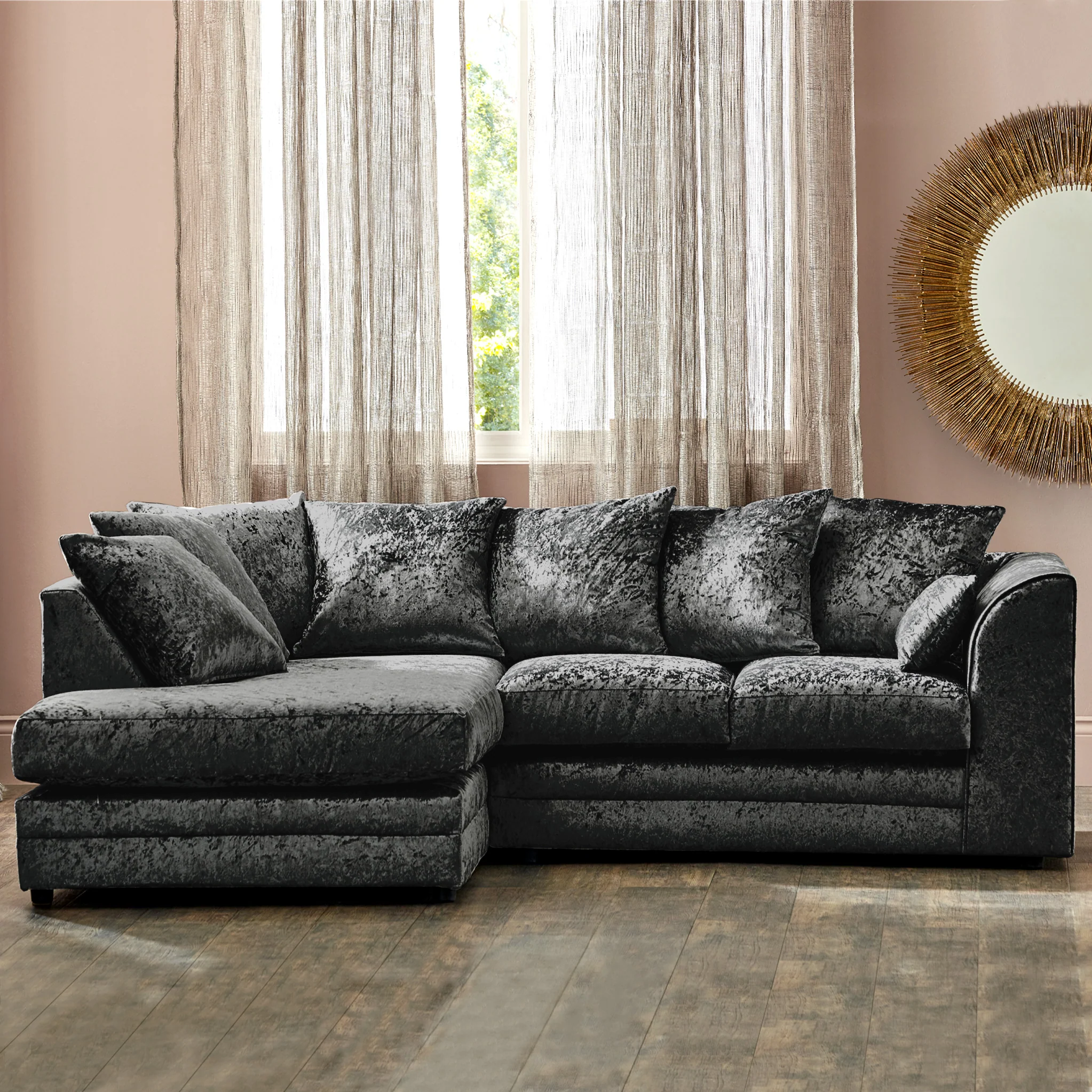 Tamara Crushed Velvet Chaise Sofa - Image 32