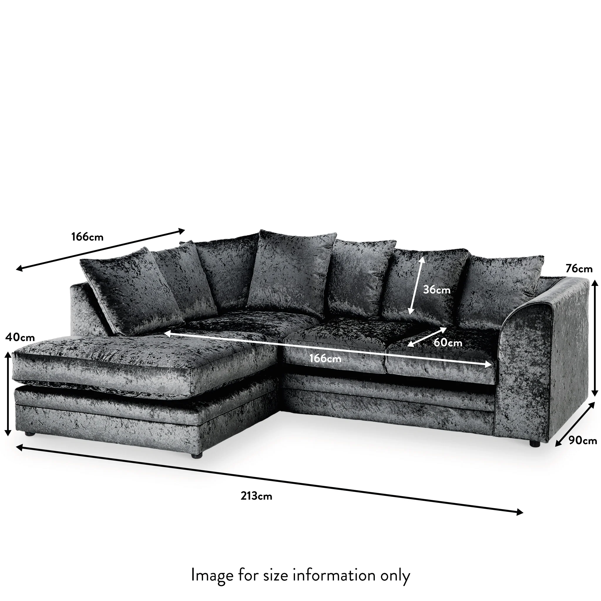 Tamara Crushed Velvet Chaise Sofa - Image 45