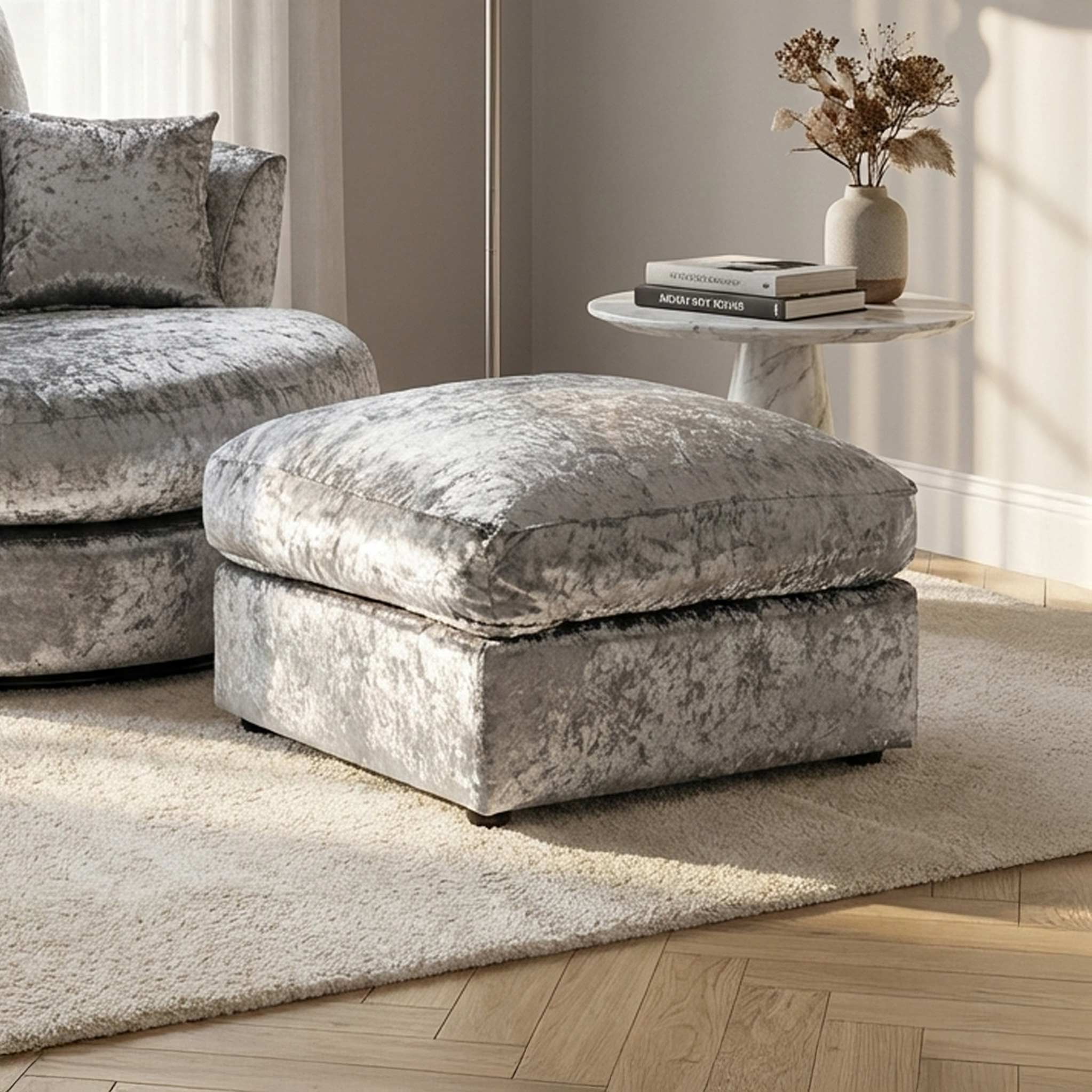Tamara Crushed Velvet Footstool - Image 2