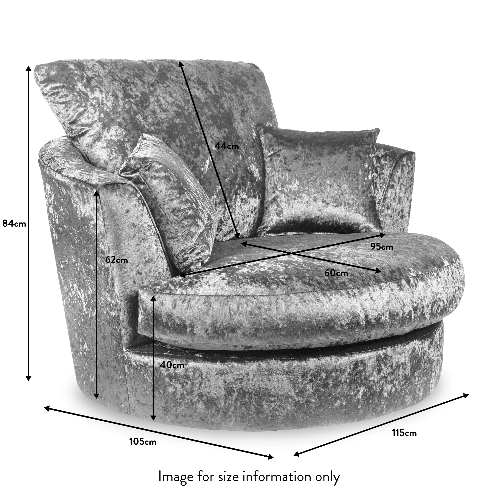 Tamara Crushed Velvet Swivel Chair - Image 8