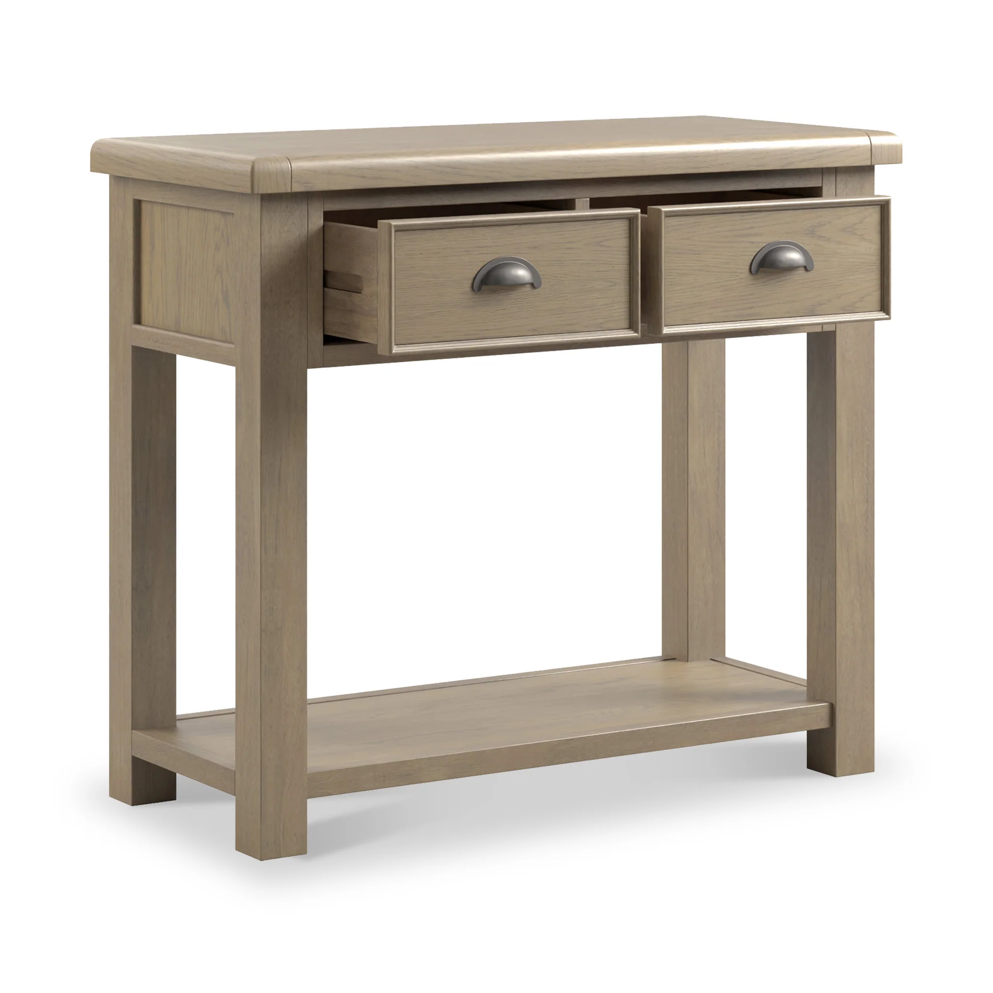 Taunton Smoked Oak 2 Drawer Console Table - Image 4