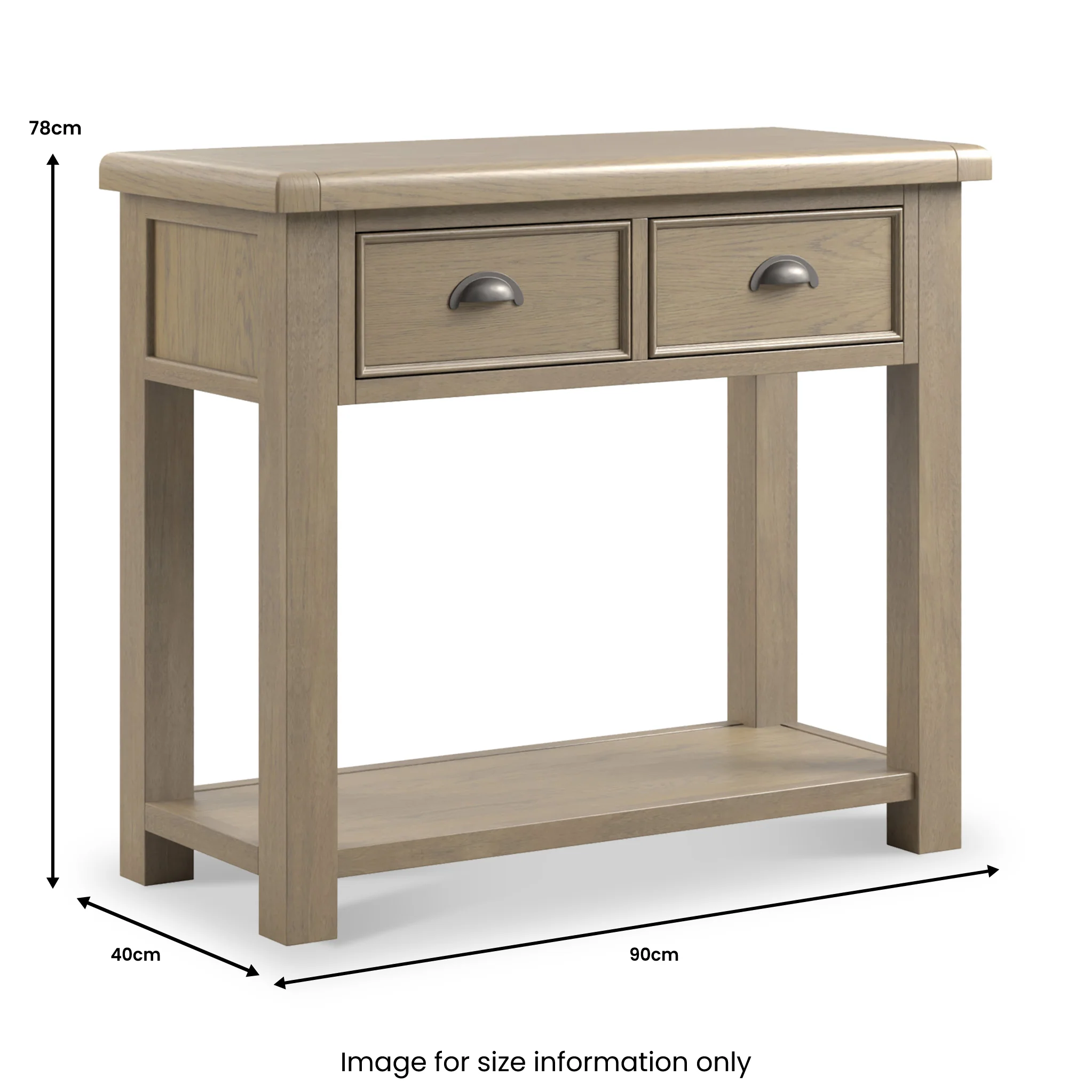 Taunton Smoked Oak 2 Drawer Console Table - Image 5