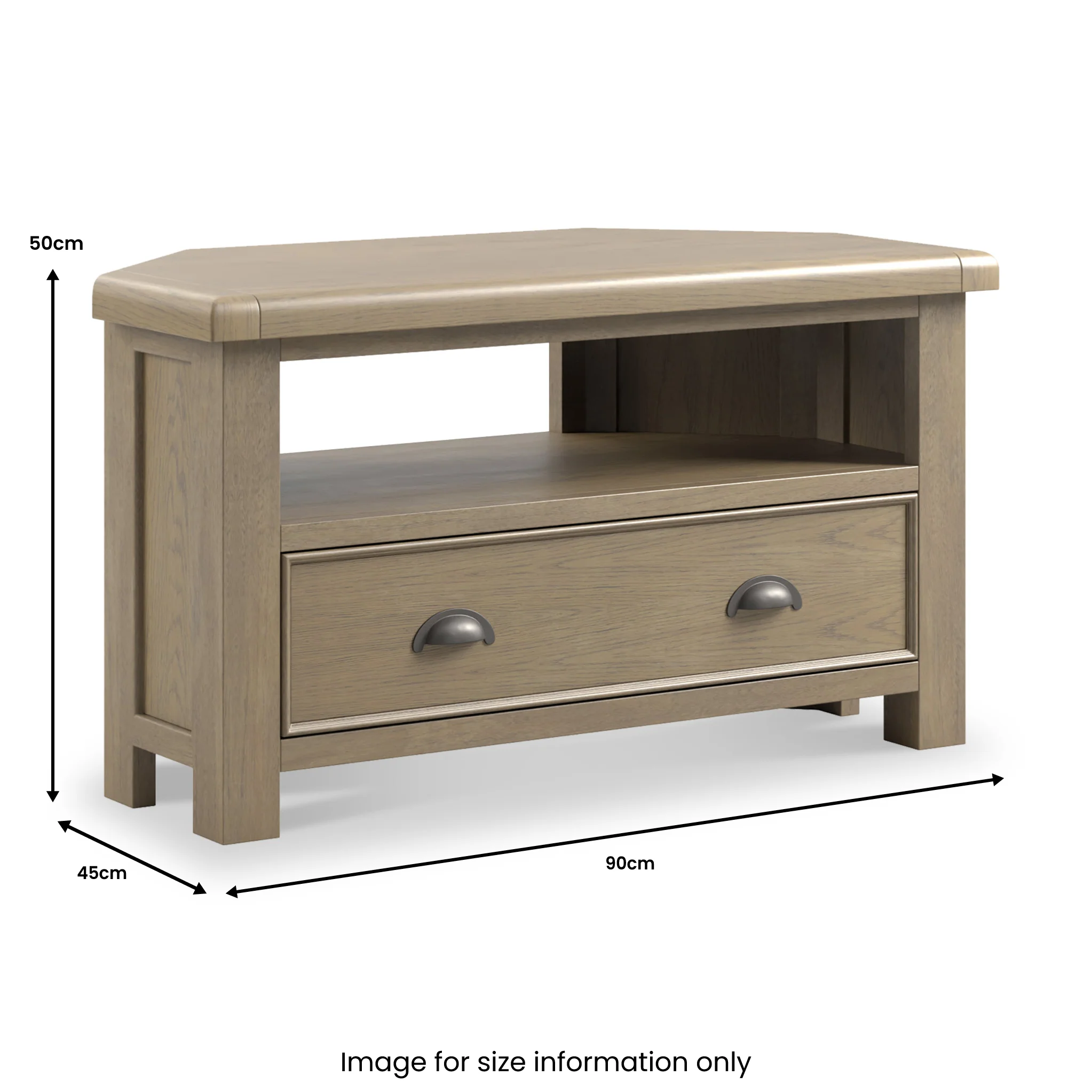 Taunton Smoked Oak 90cm Corner TV Unit - Image 5