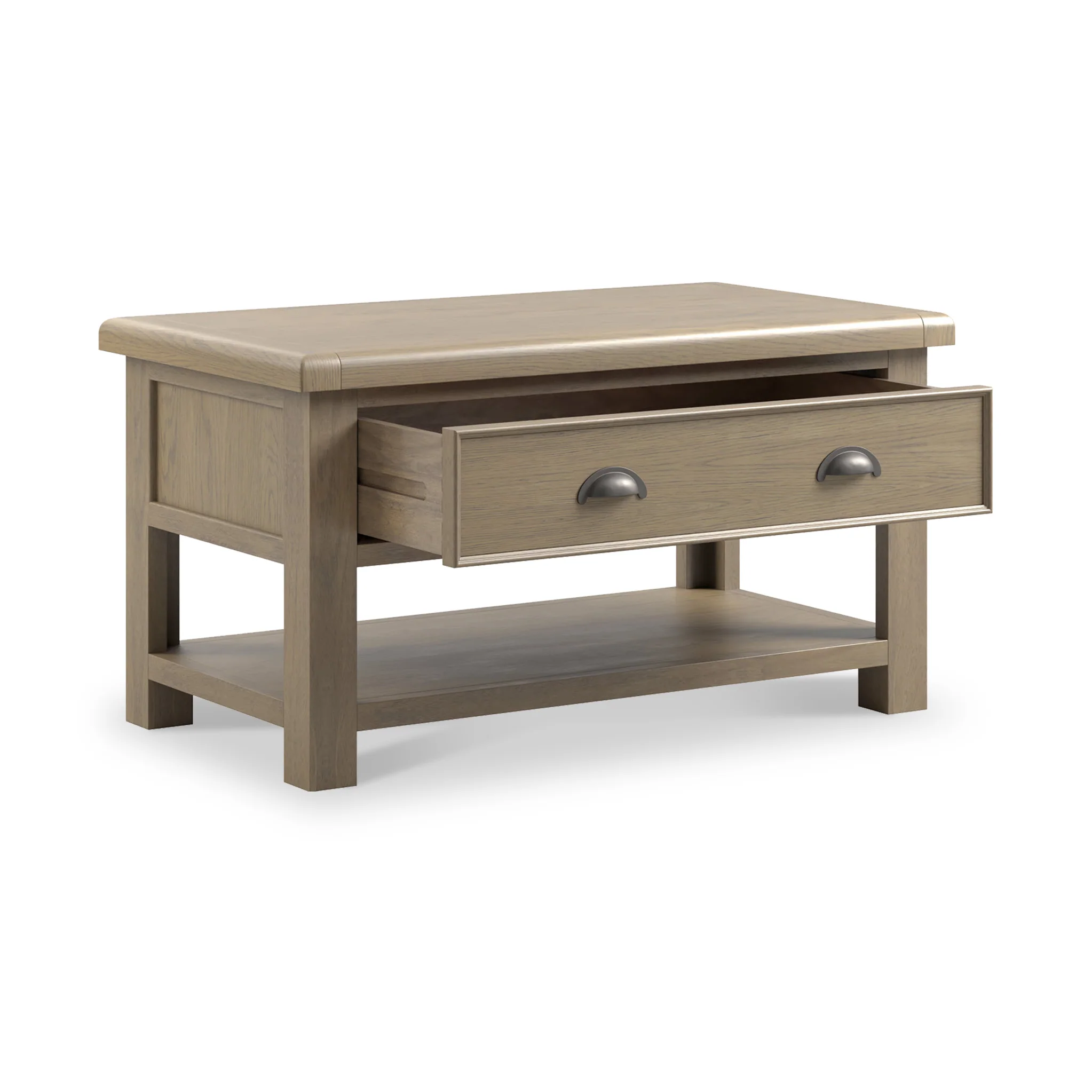 Taunton Smoked Oak Coffee Table with Drawer - Image 4