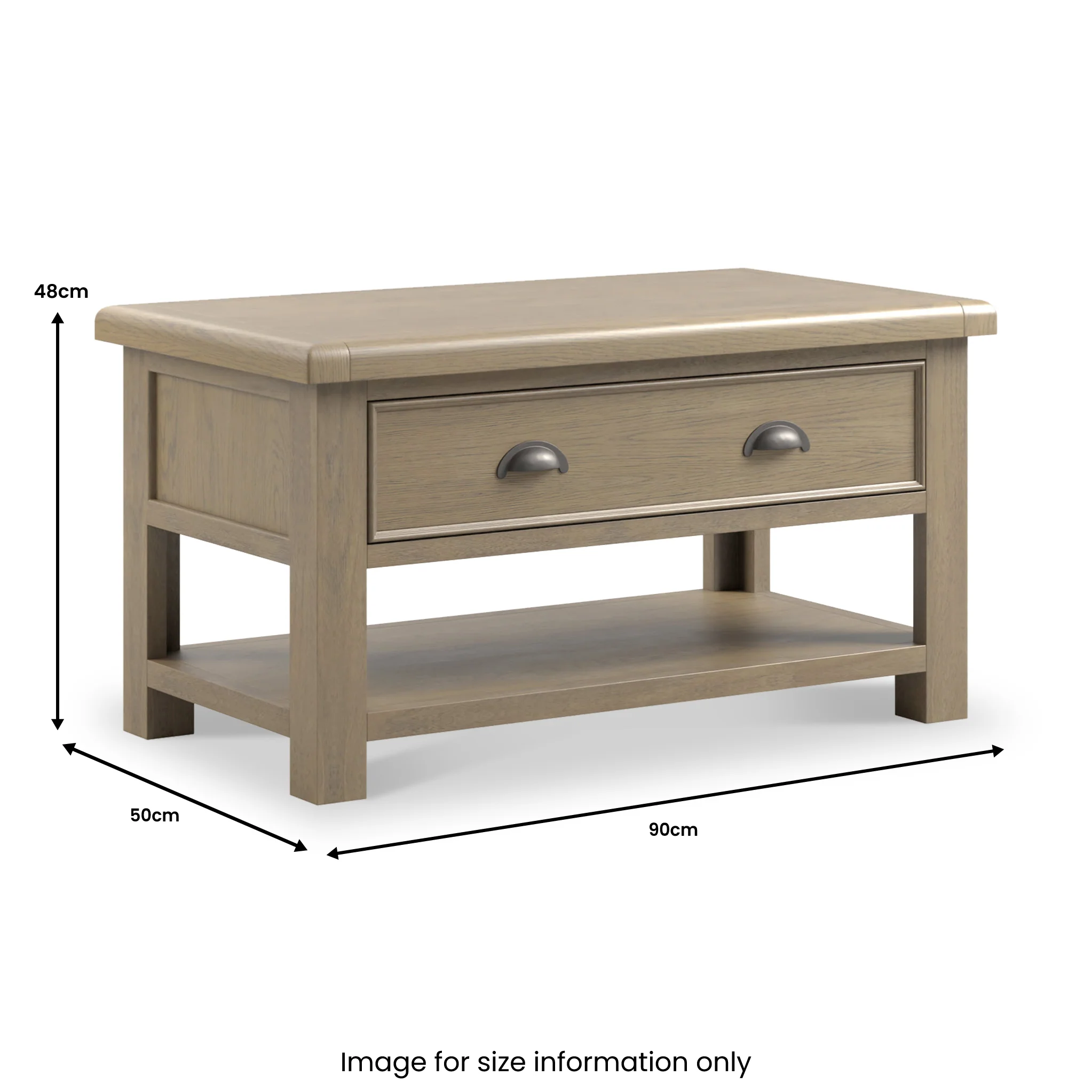 Taunton Smoked Oak Coffee Table with Drawer - Image 5