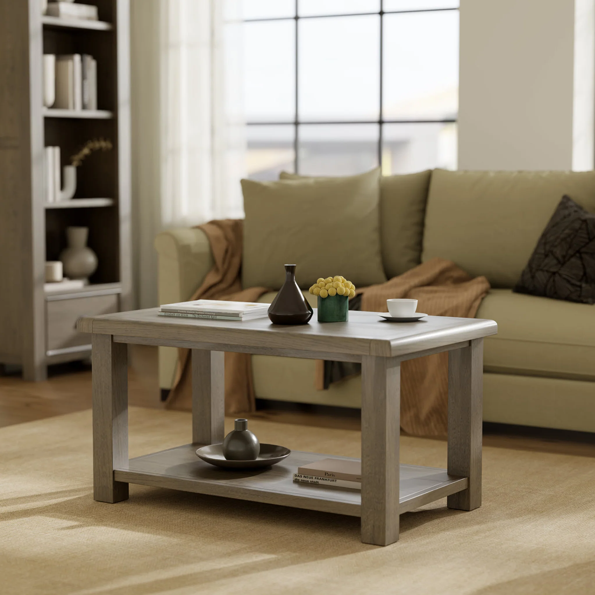 Taunton Smoked Oak Coffee Table with Shelf - Image 2