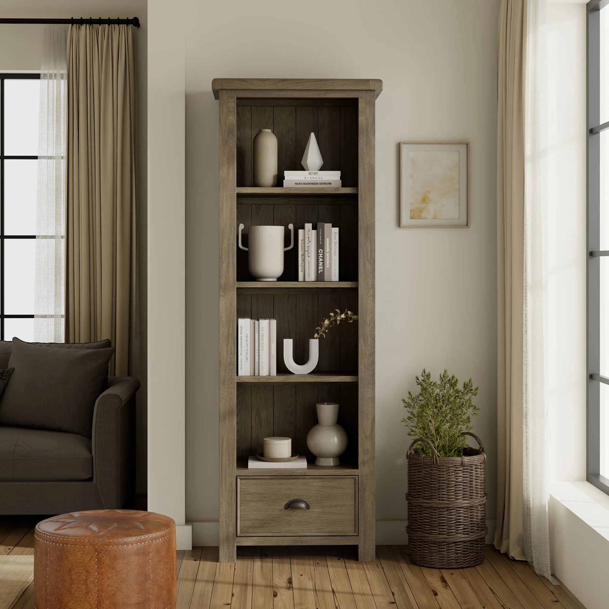 Taunton Smoked Oak Large Display Bookcase - Image 2