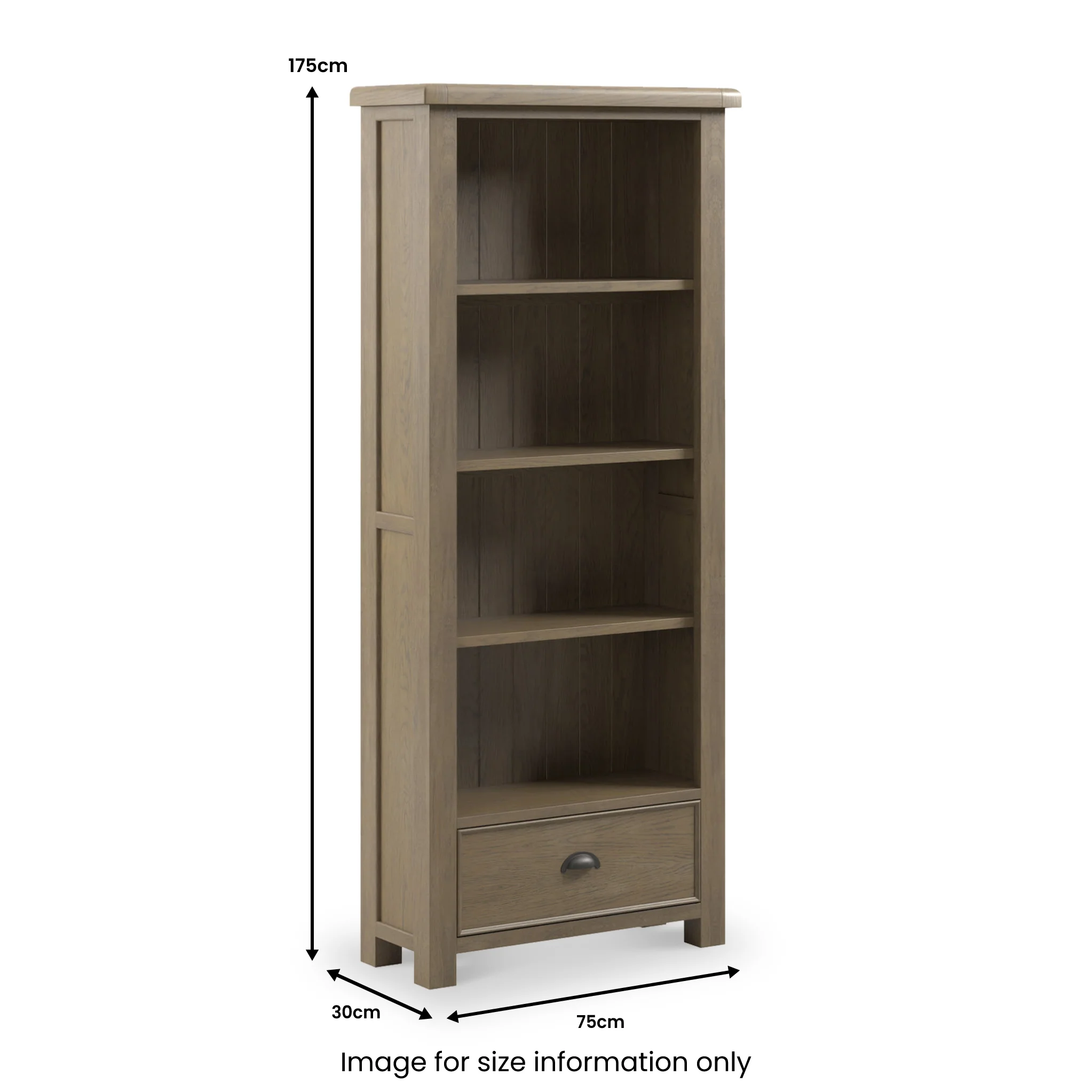 Taunton Smoked Oak Large Display Bookcase - Image 5