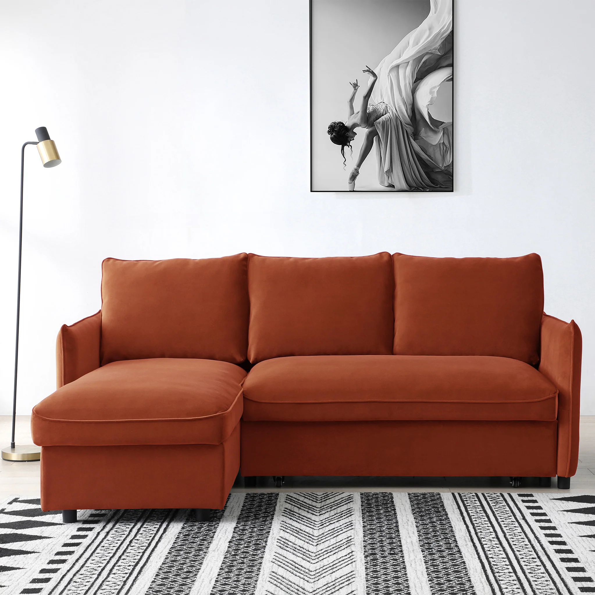 Thalia Velvet Corner Sofa Bed - Image 2