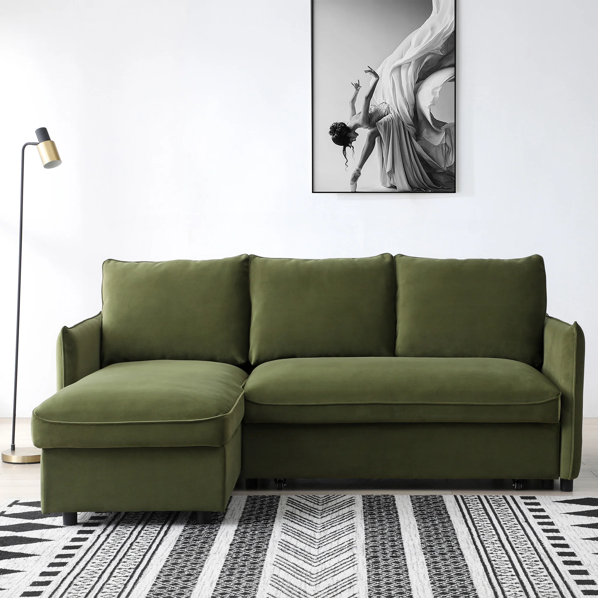 Thalia Velvet Corner Sofa Bed - Image 23