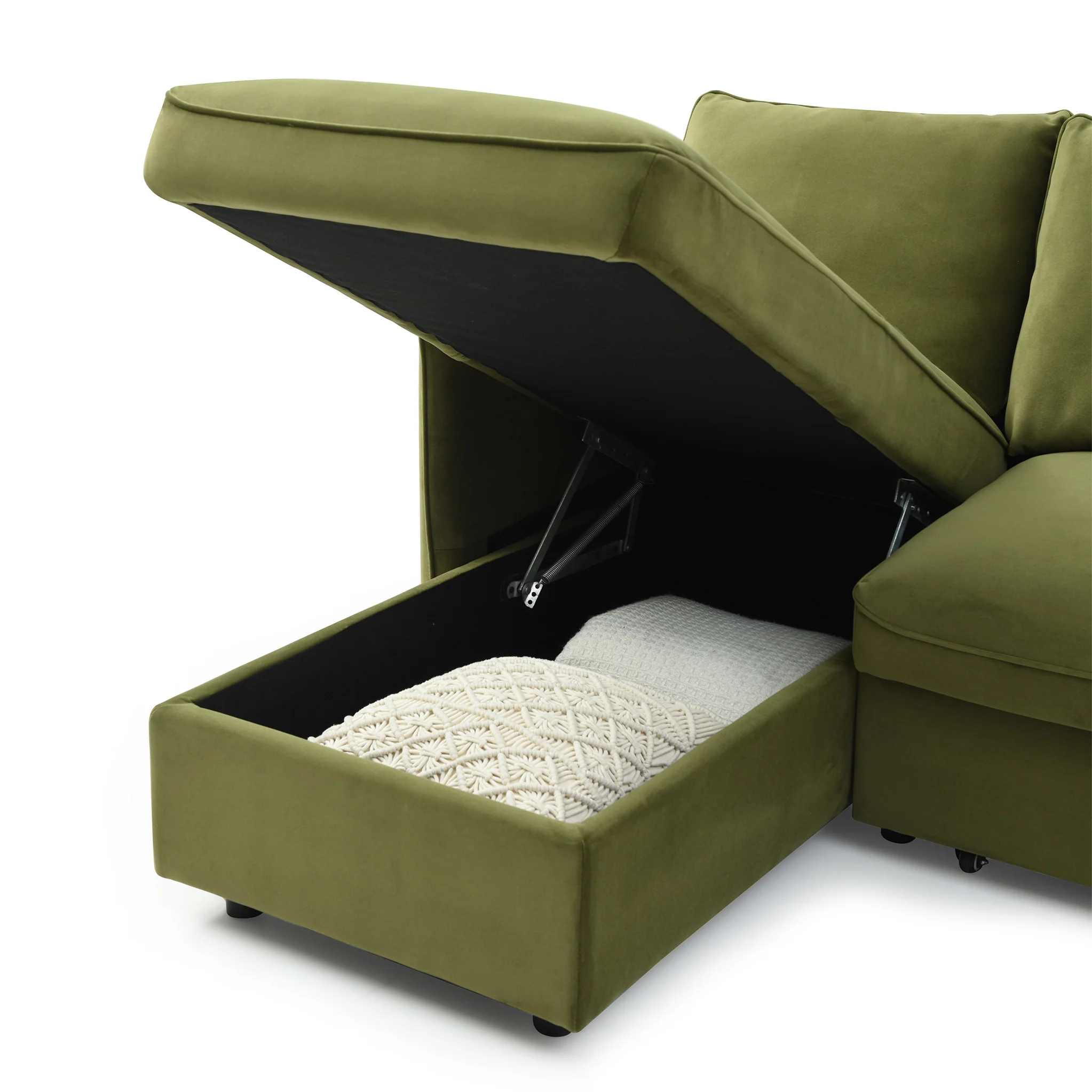 Thalia Velvet Corner Sofa Bed - Image 35