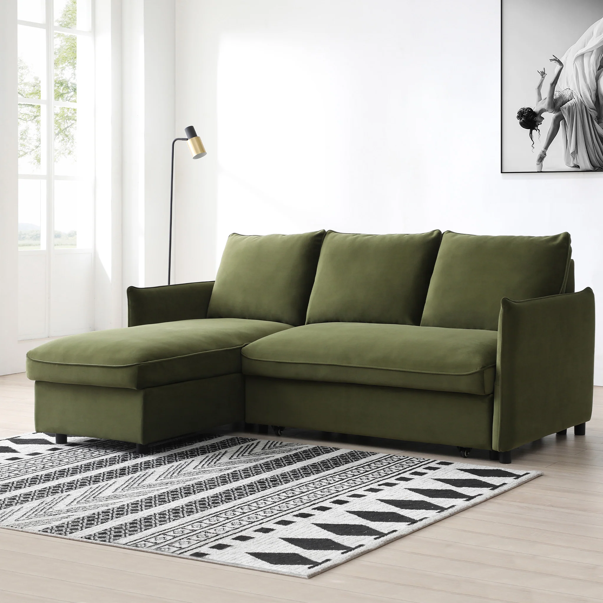 Thalia Velvet Corner Sofa Bed - Image 36