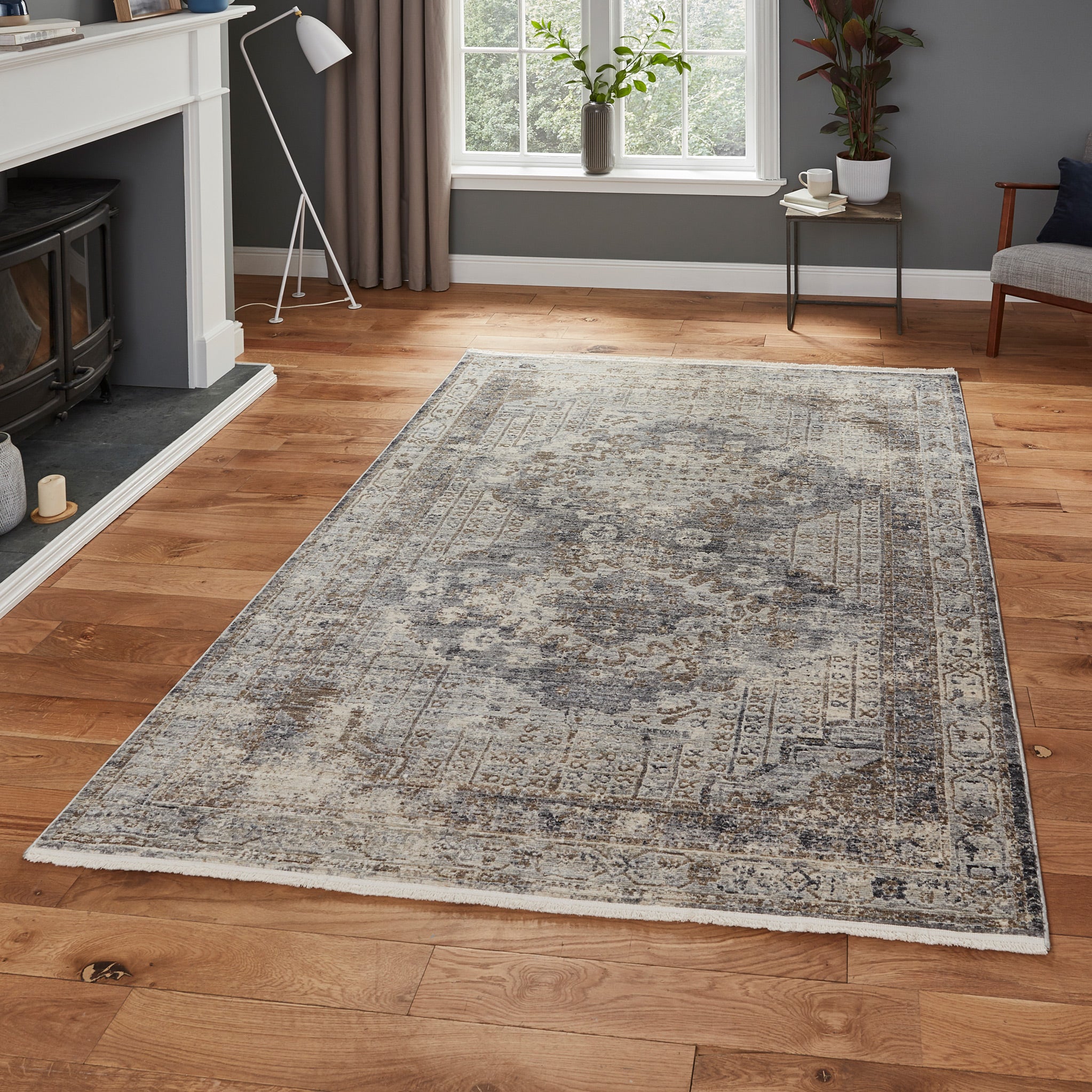 Thea Distressed Grey Vintage Rug - Image 2
