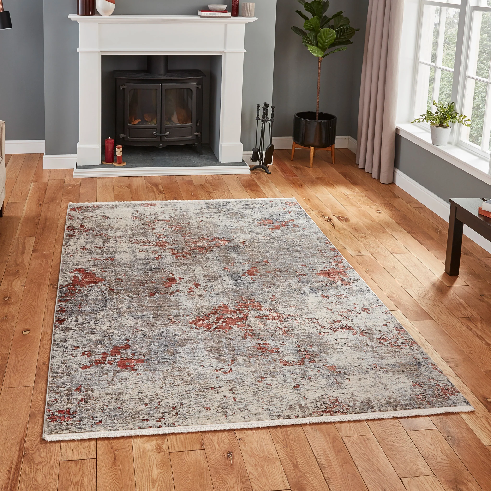 Thea Distressed Terracotta Antique Rug - Image 2