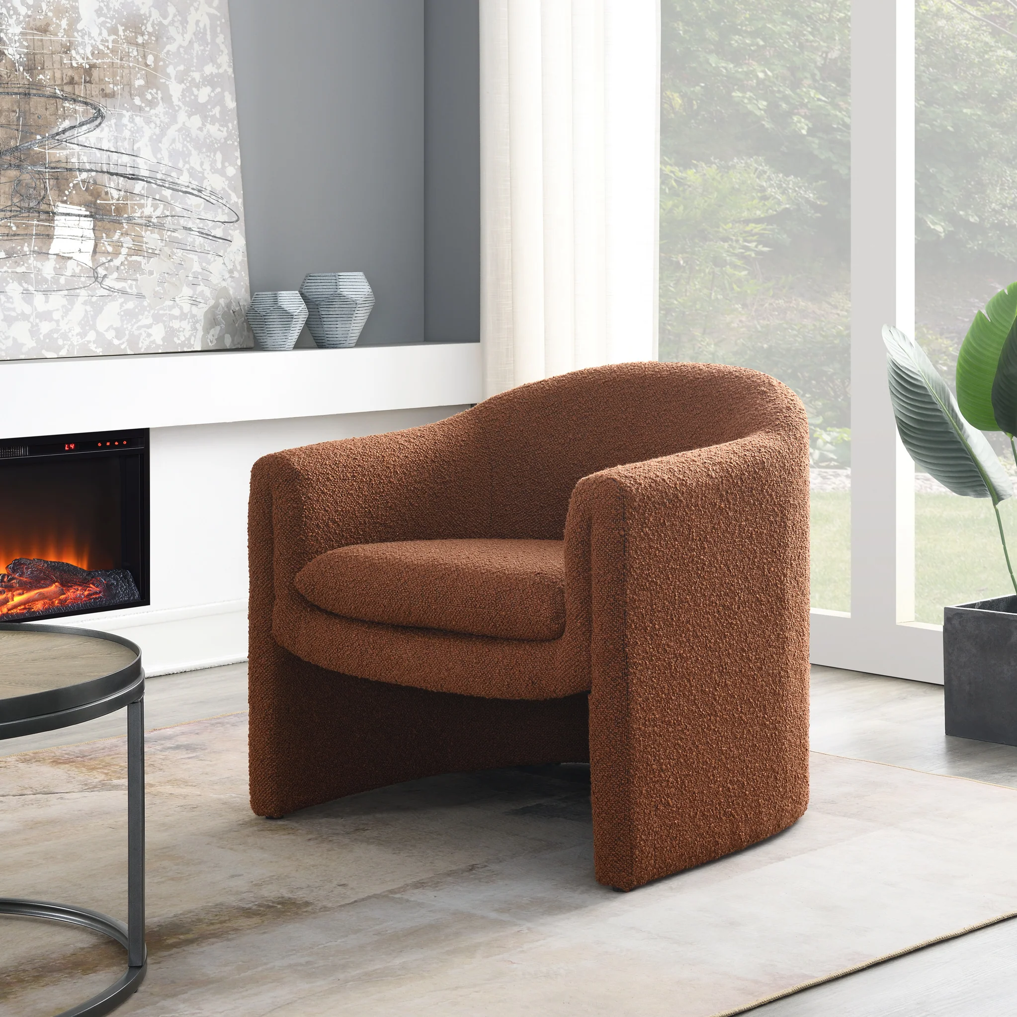 Theon Boucle Curved Accent Chair - Image 2
