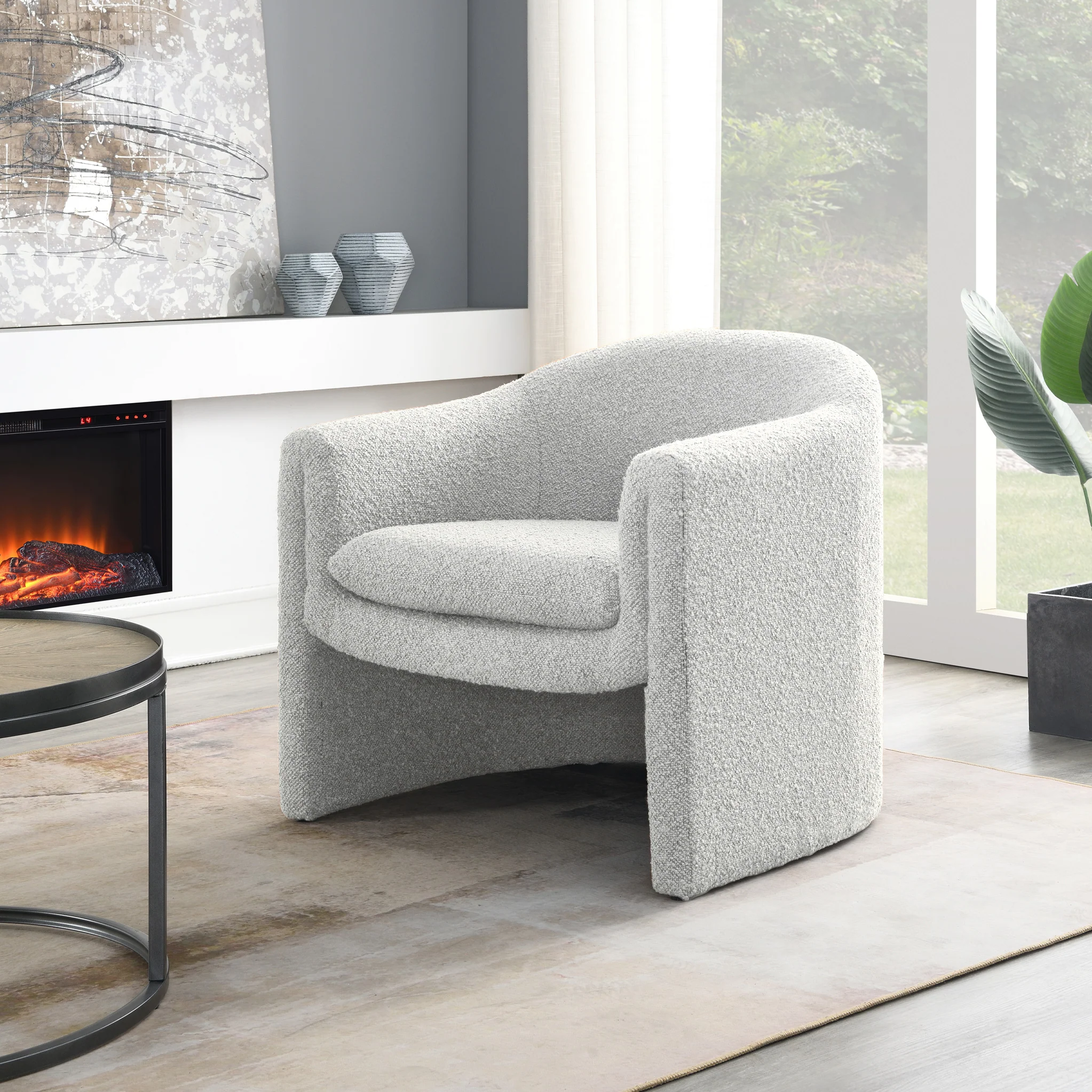 Theon Boucle Curved Accent Chair - Image 4