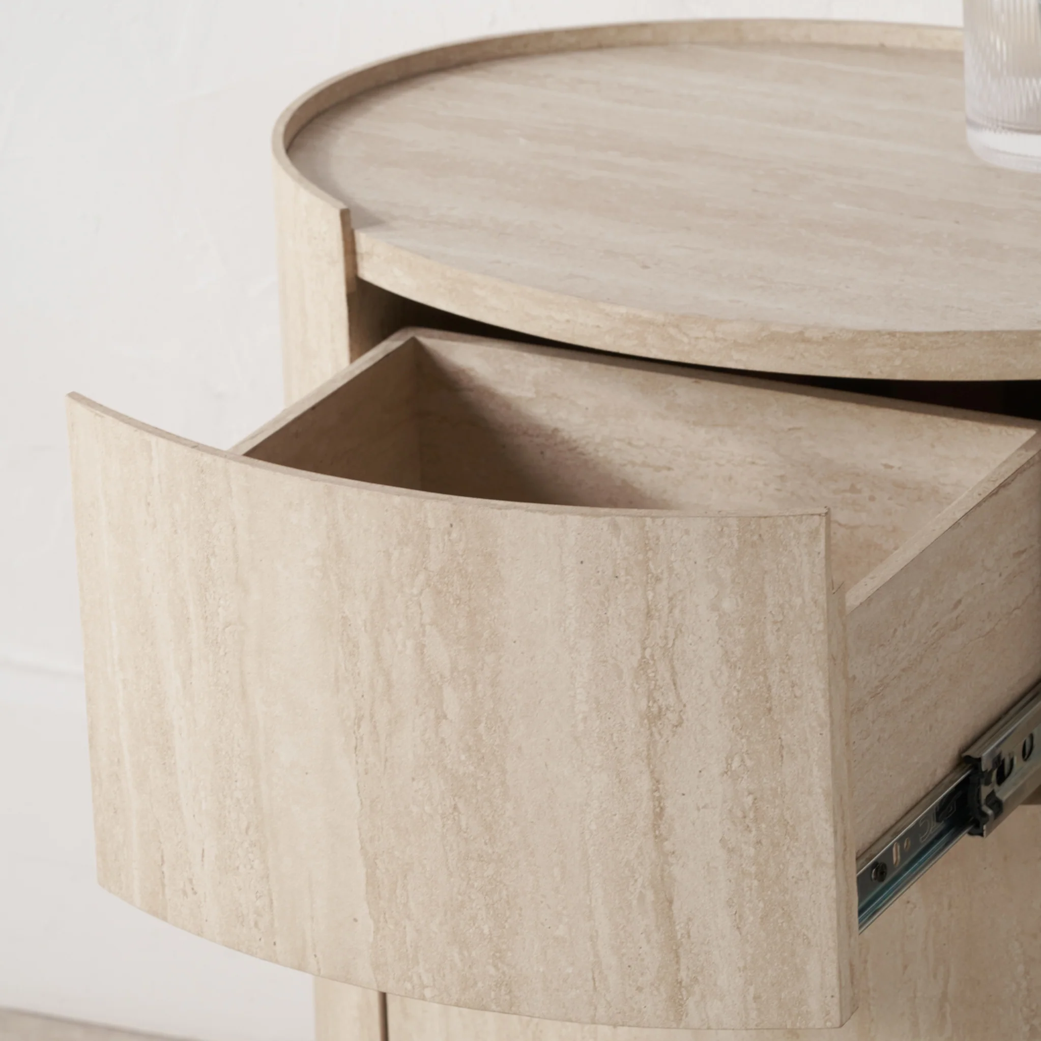 Tivoli Travertine Effect 1 Drawer Bedside Table - Image 6