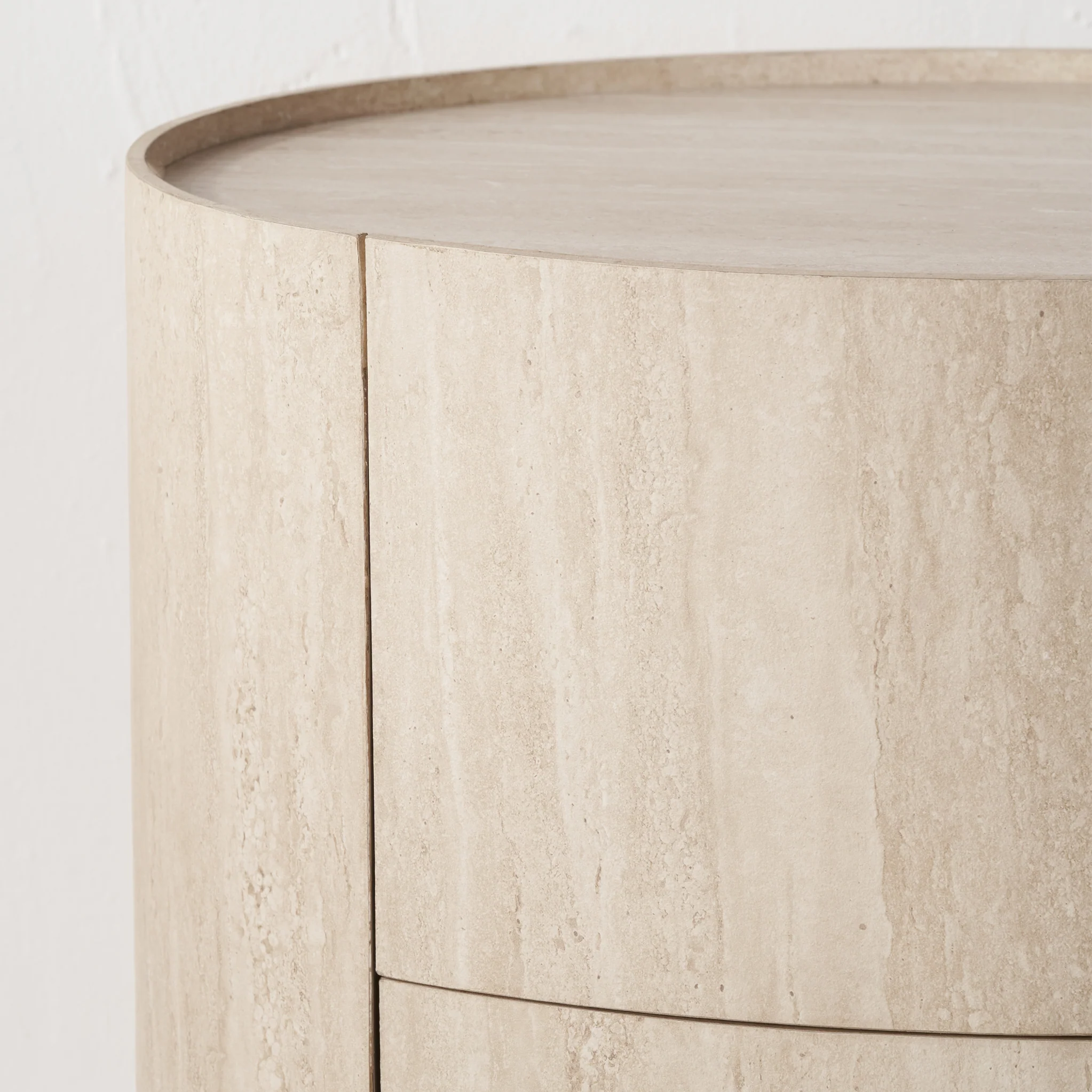 Tivoli Travertine Effect 1 Drawer Bedside Table - Image 7