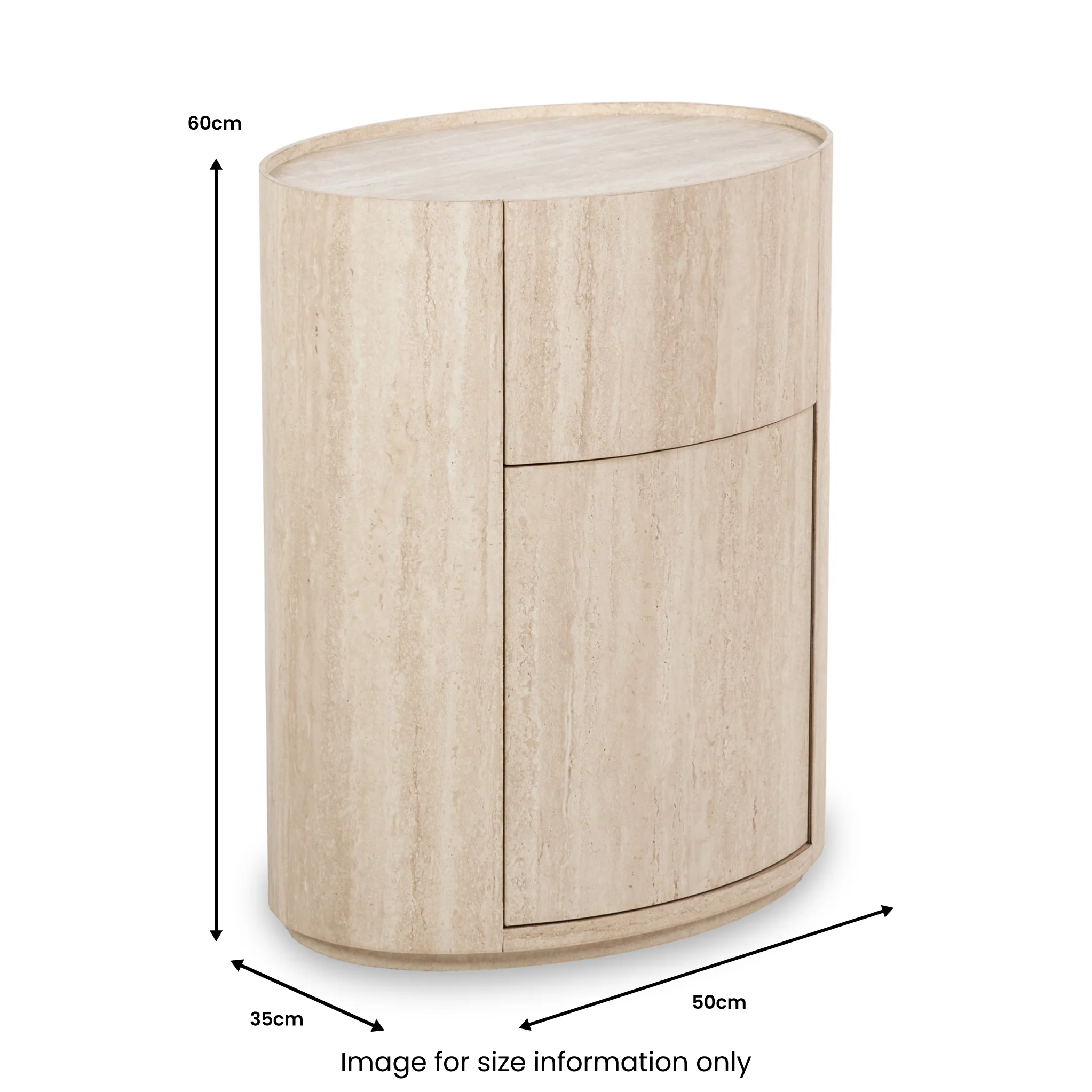 Tivoli Travertine Effect 1 Drawer Bedside Table - Image 9