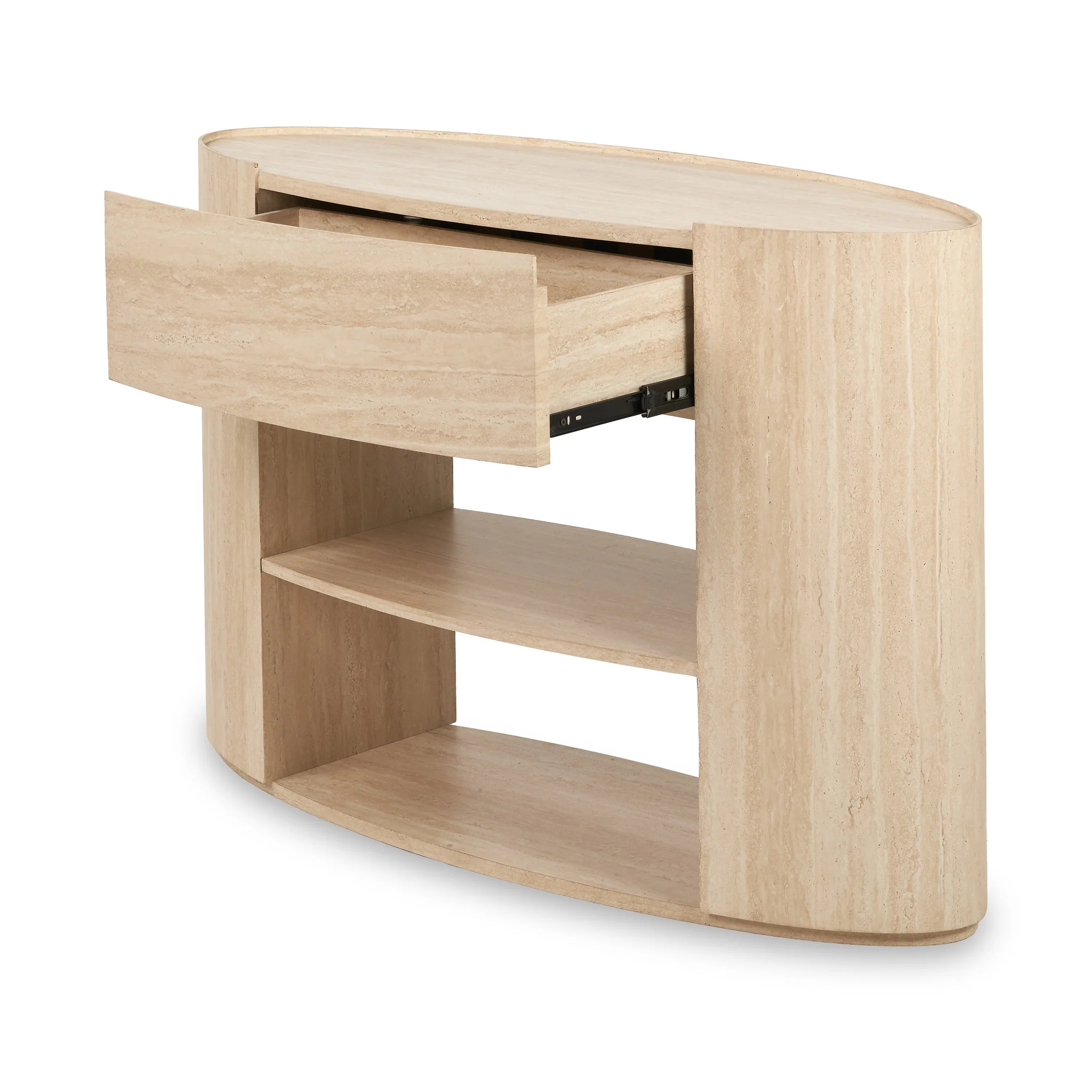 Tivoli Travertine Effect 1 Drawer Console Table - Image 4
