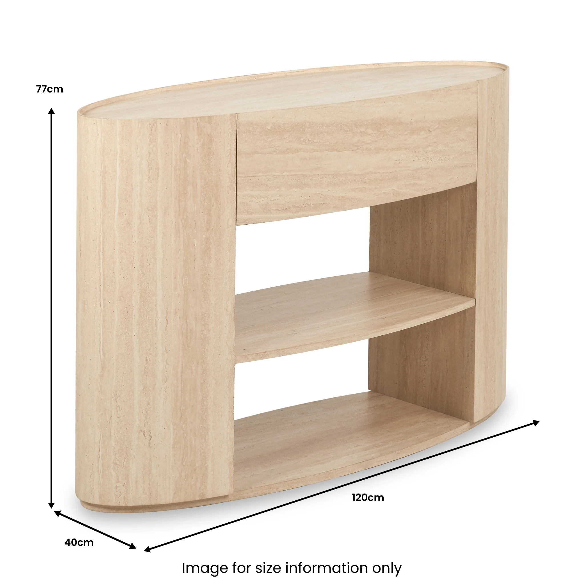 Tivoli Travertine Effect 1 Drawer Console Table - Image 8