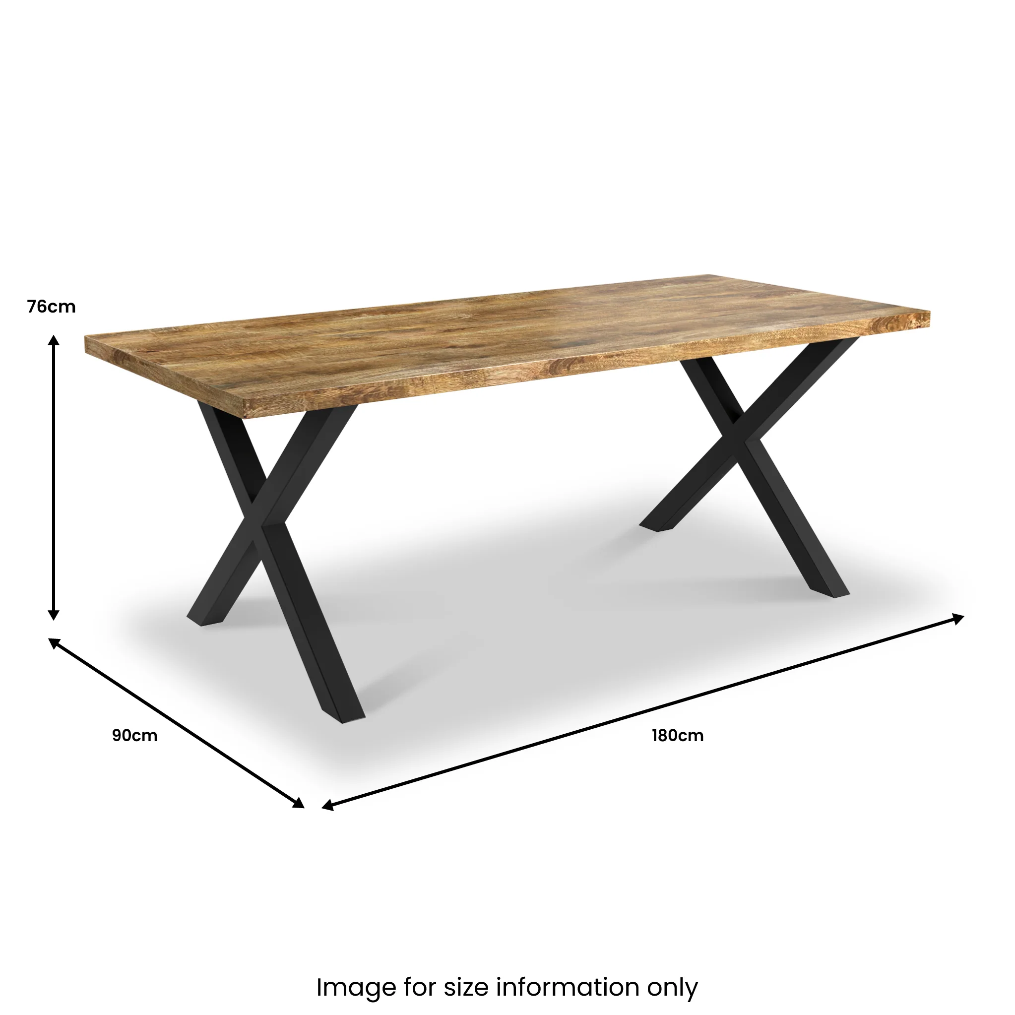 Tobiah Mango Wood 180cm Dining Table with X Leg - Image 4