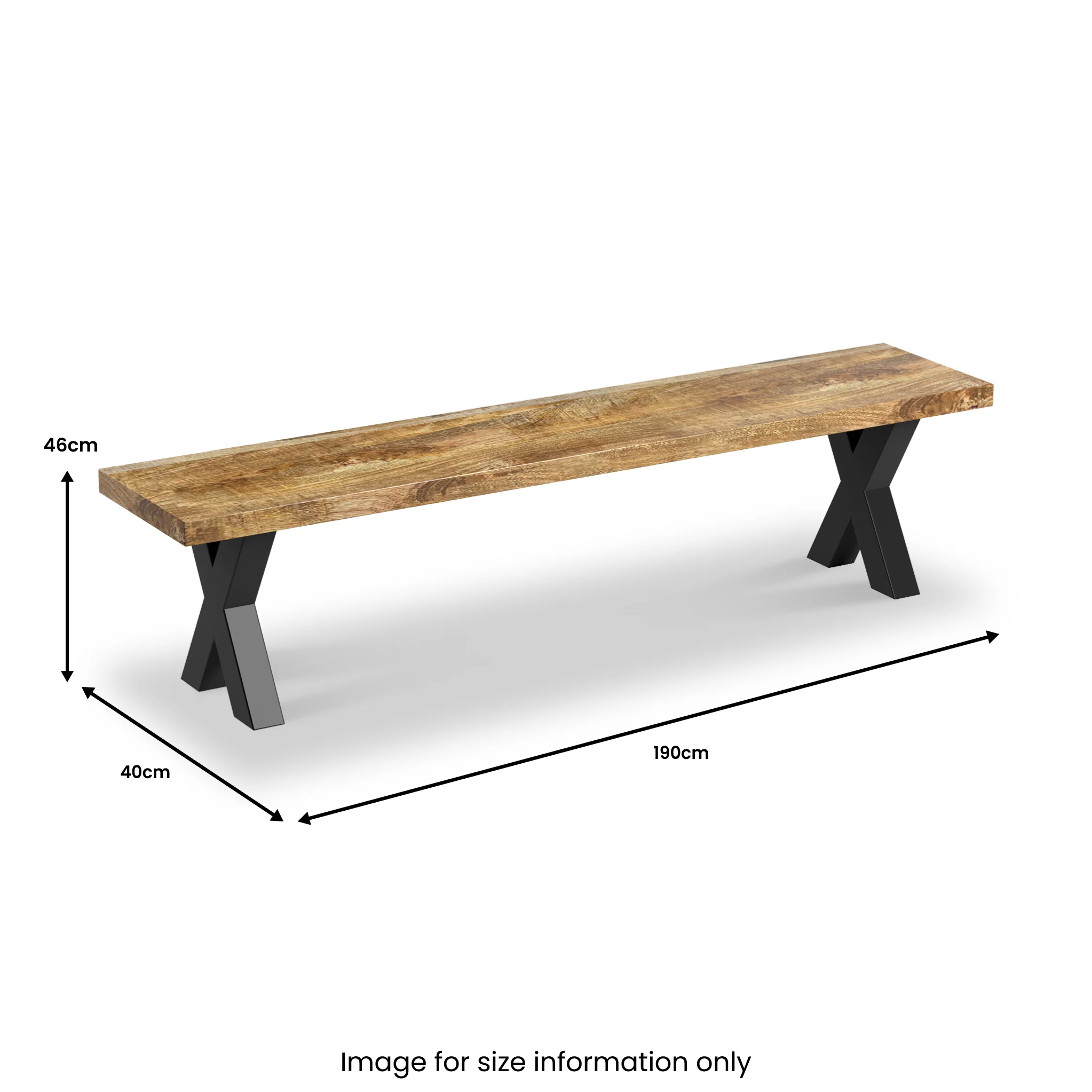 Tobiah Mango Wood Dining Bench with X Leg - Image 5