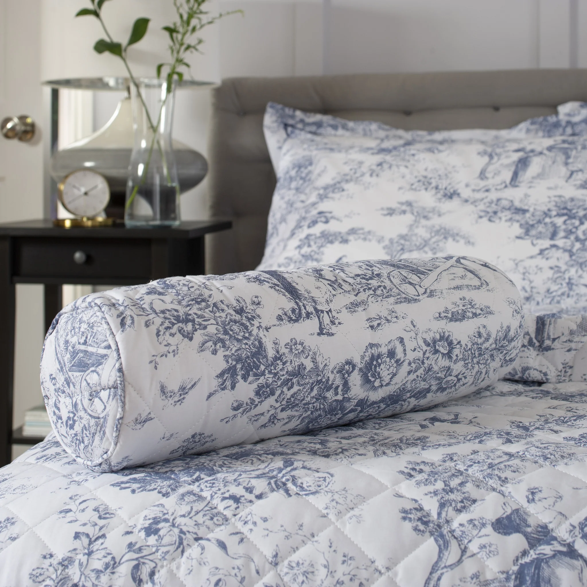 Toile De Jouy Bolster Cushion - Image 2