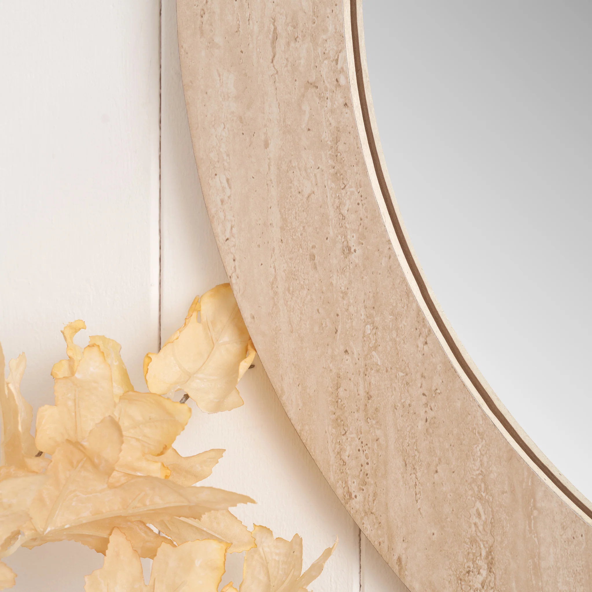 Travertine Effect Round Wall Mirror - Image 4