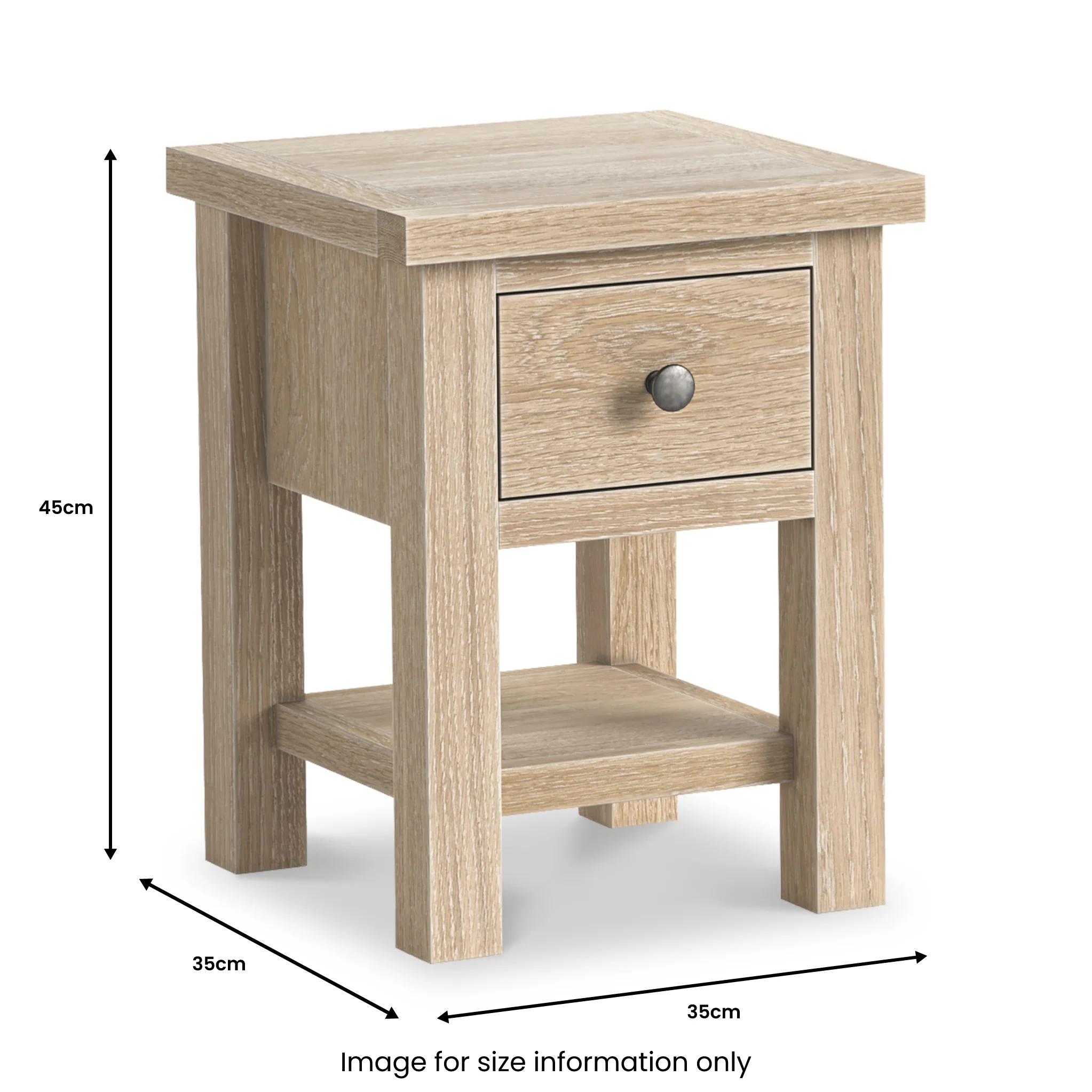 Trelan Washed Oak 1 Drawer Lamp Table - Image 3